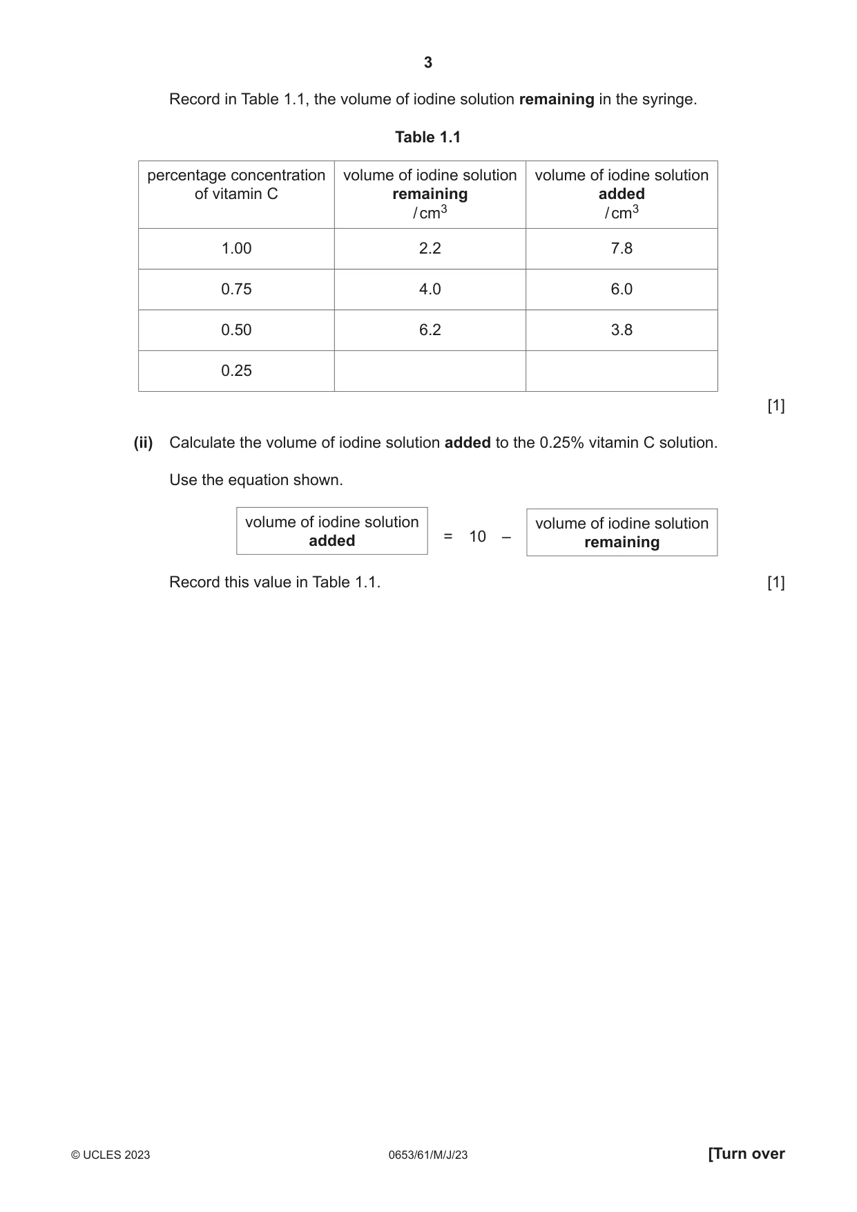 Cambridge IGCSE Science - Combined 0653 2023 May/June Paper 6 · Variant 1 question paper, page 3 of 16