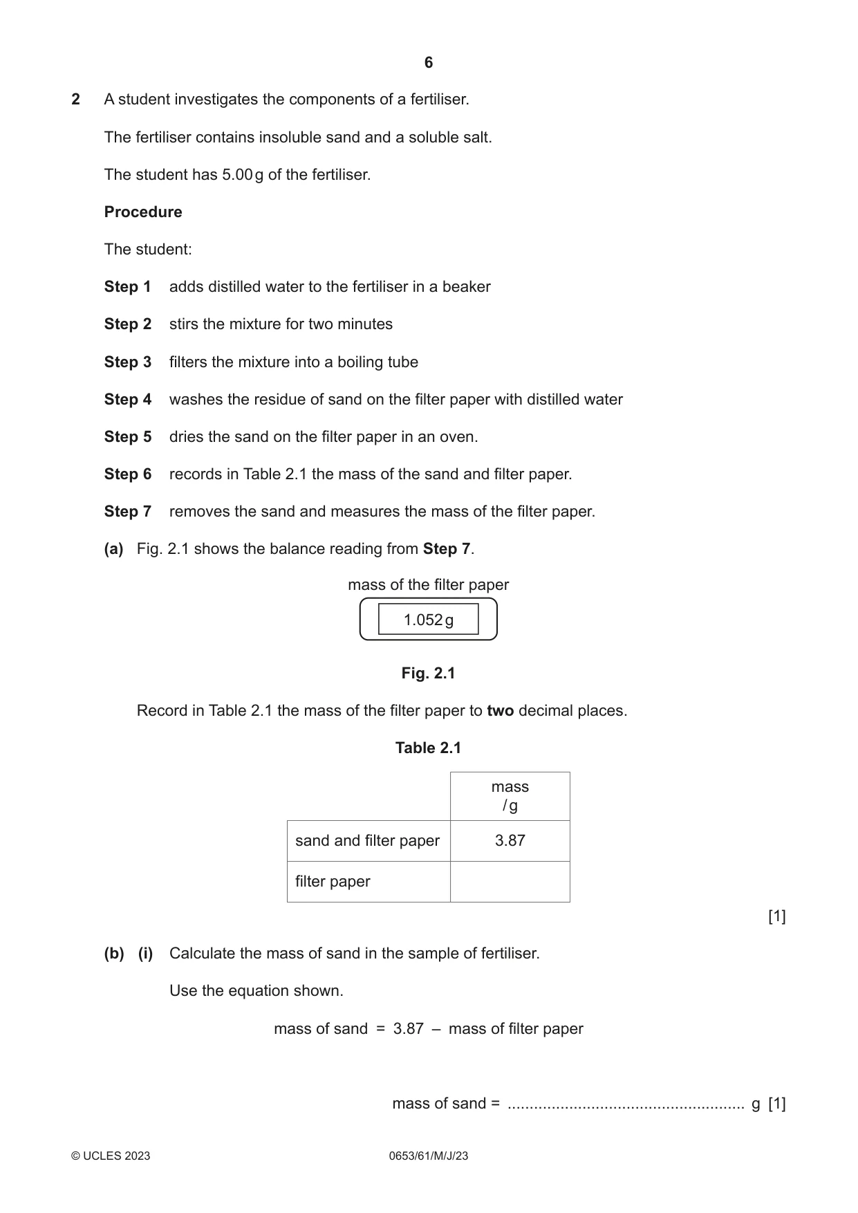 Cambridge IGCSE Science - Combined 0653 2023 May/June Paper 6 · Variant 1 question paper, page 6 of 16