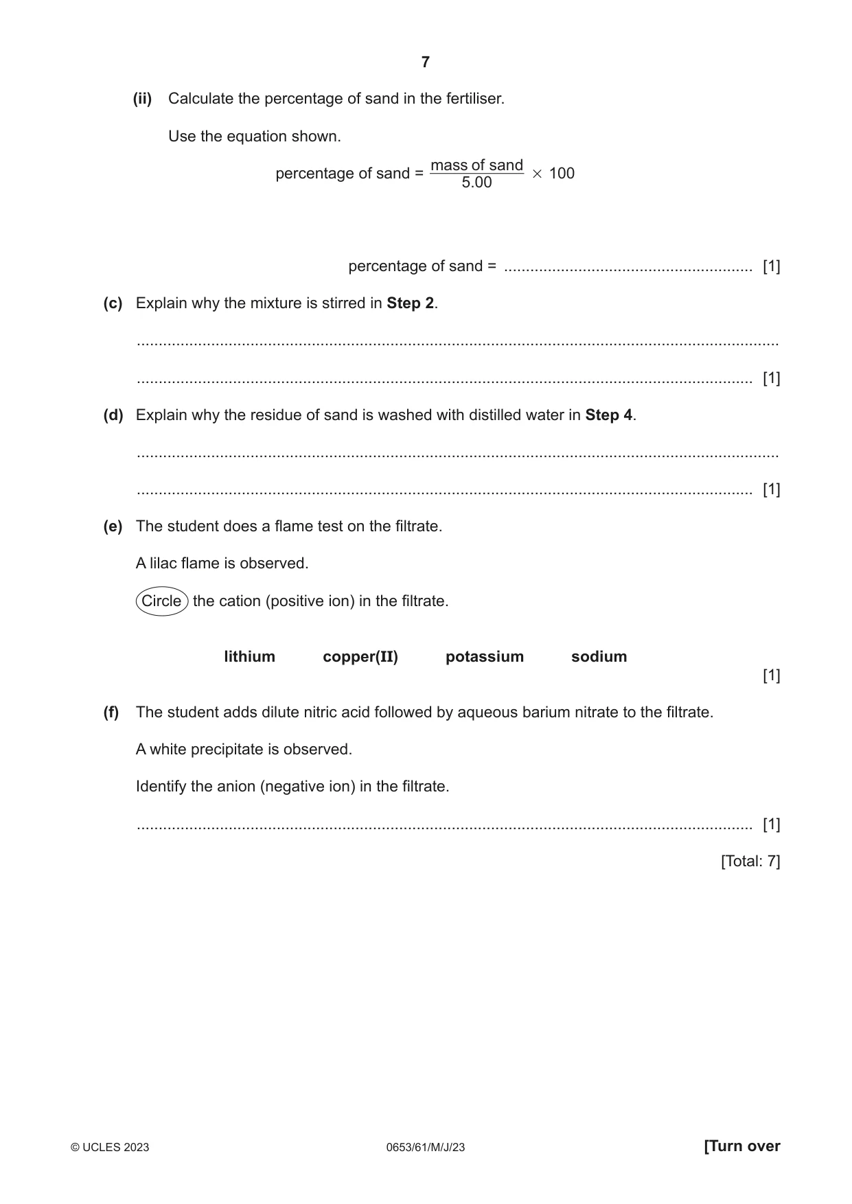 Cambridge IGCSE Science - Combined 0653 2023 May/June Paper 6 · Variant 1 question paper, page 7 of 16
