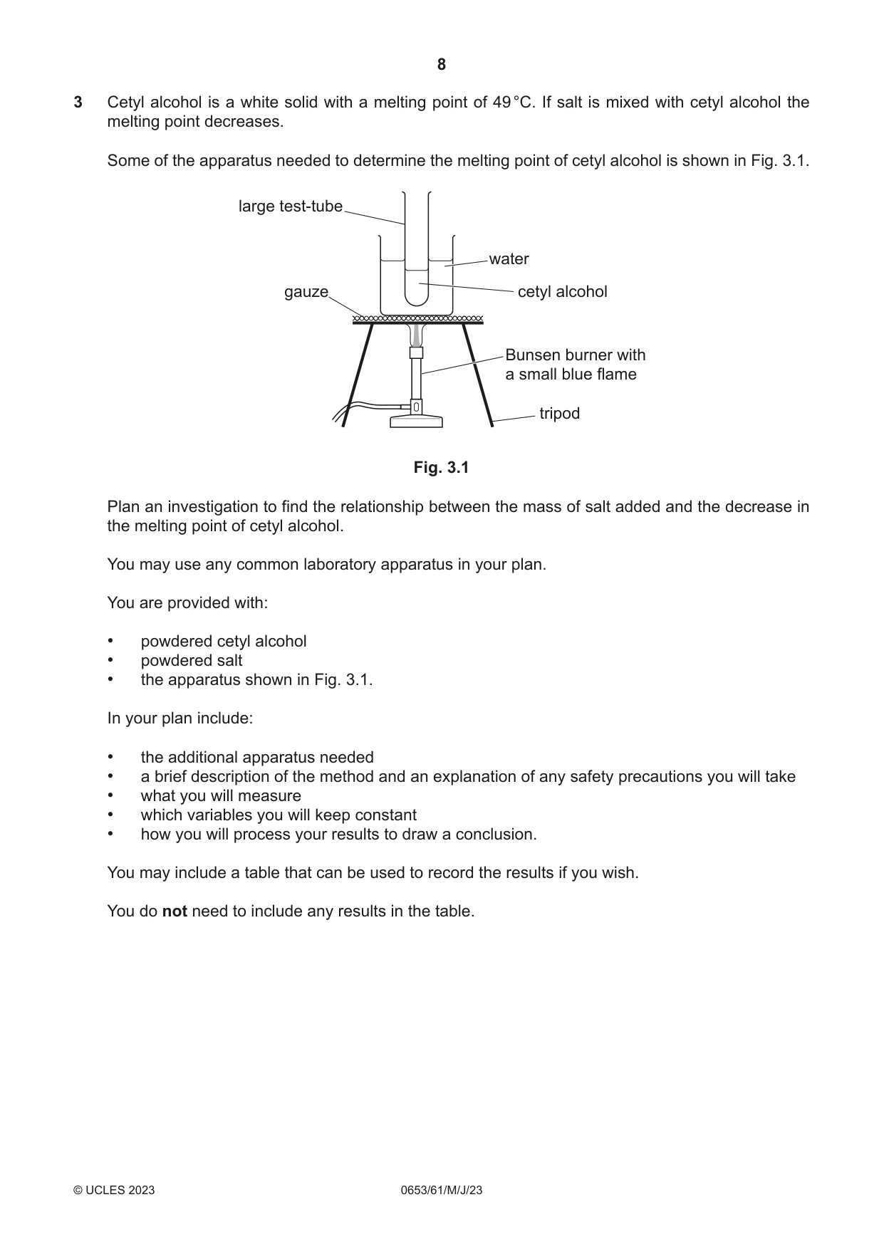 Cambridge IGCSE Science - Combined 0653 2023 May/June Paper 6 · Variant 1 question paper, page 8 of 16