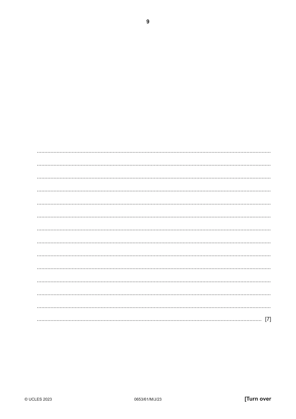 Cambridge IGCSE Science - Combined 0653 2023 May/June Paper 6 · Variant 1 question paper, page 9 of 16