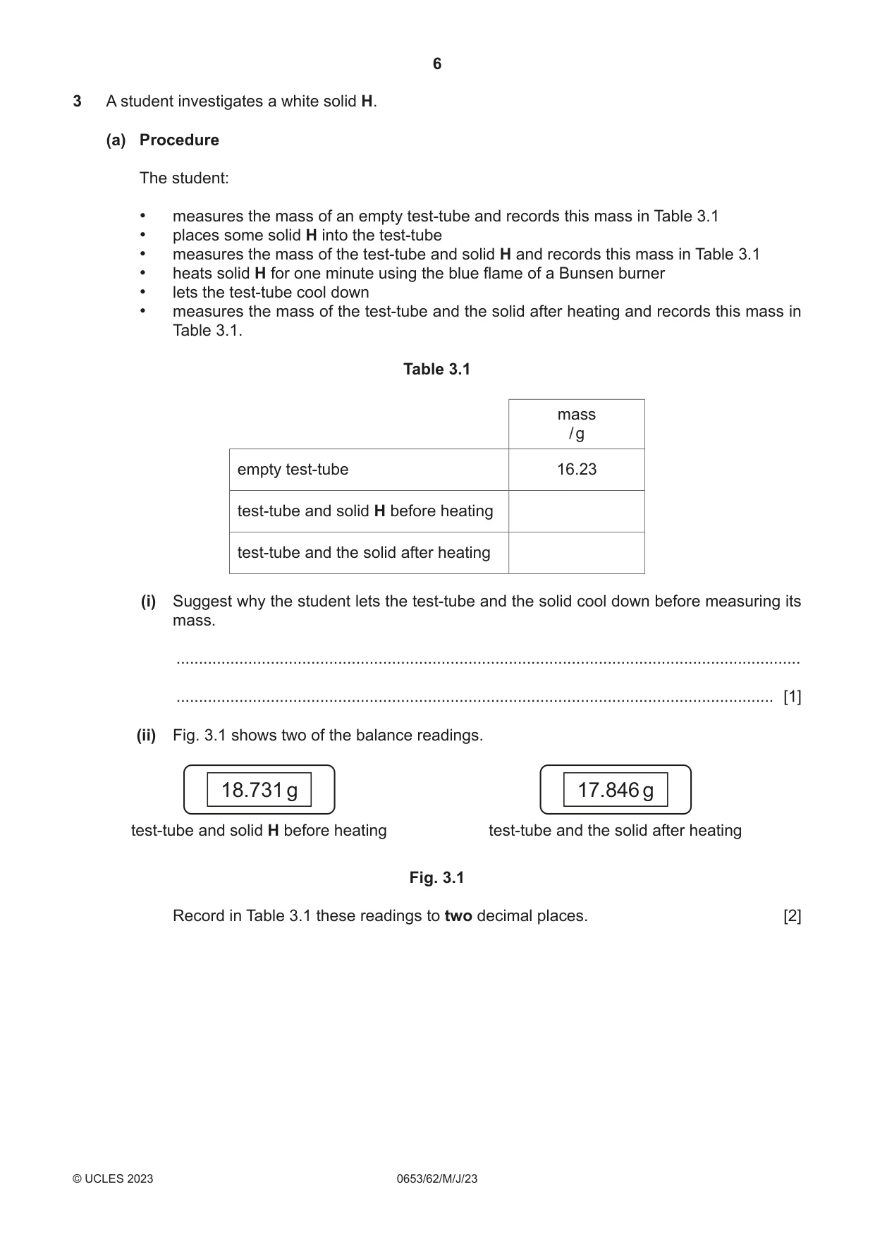 Cambridge IGCSE Science - Combined 0653 2023 May/June Paper 6 · Variant 2 question paper, page 6 of 12