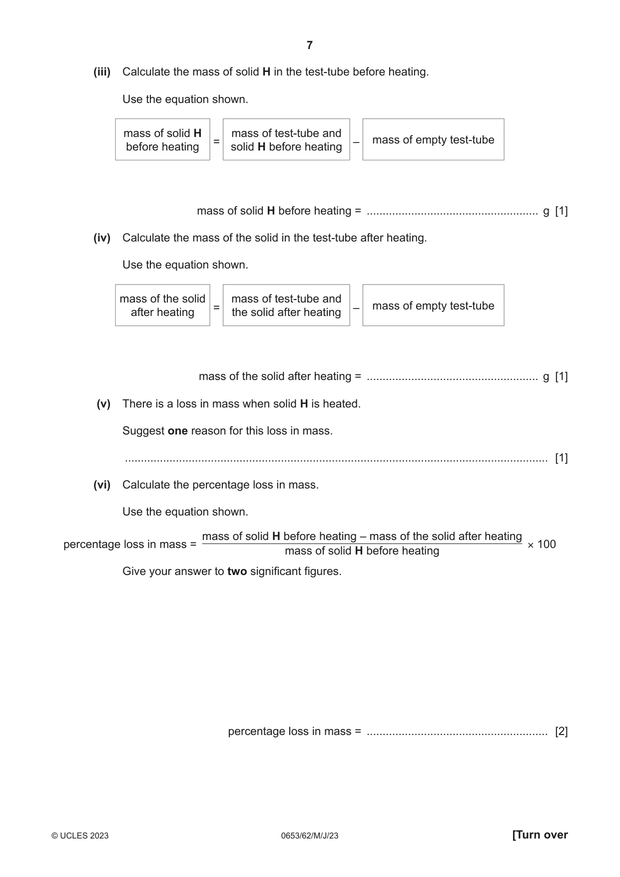 Cambridge IGCSE Science - Combined 0653 2023 May/June Paper 6 · Variant 2 question paper, page 7 of 12