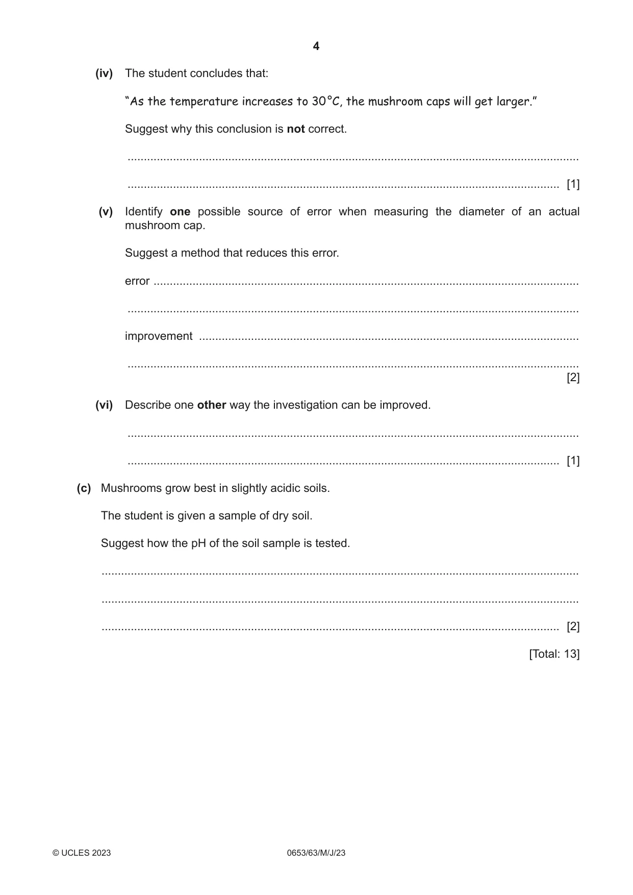 Cambridge IGCSE Science - Combined 0653 2023 May/June Paper 6 · Variant 3 question paper, page 4 of 16