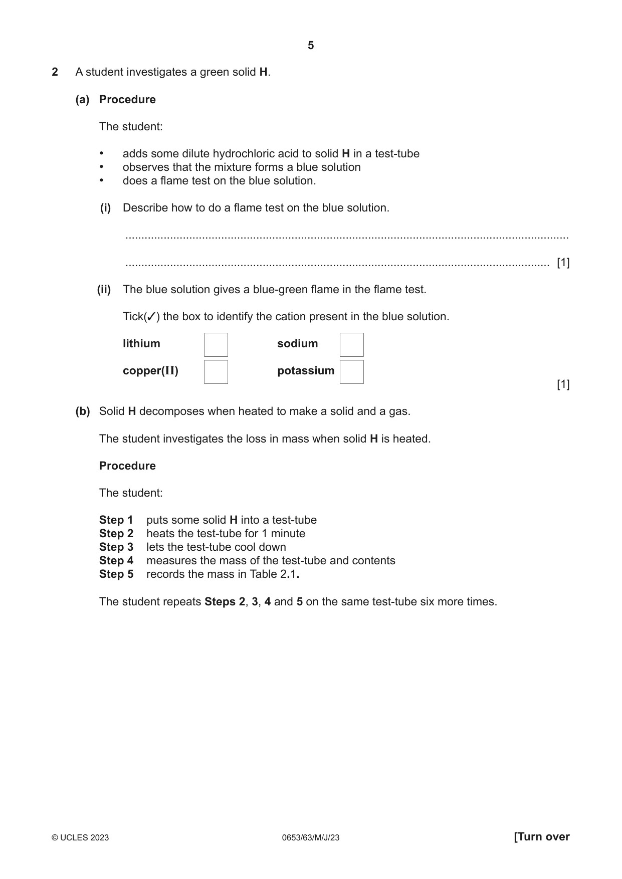 Cambridge IGCSE Science - Combined 0653 2023 May/June Paper 6 · Variant 3 question paper, page 5 of 16