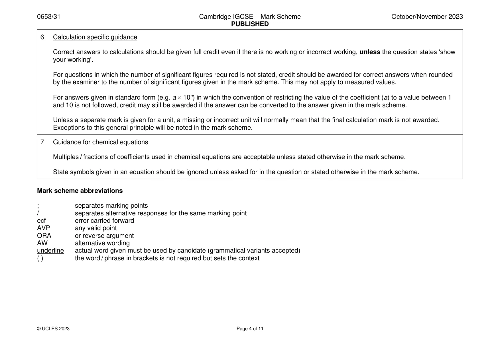 Mark scheme, page 4 of 11
