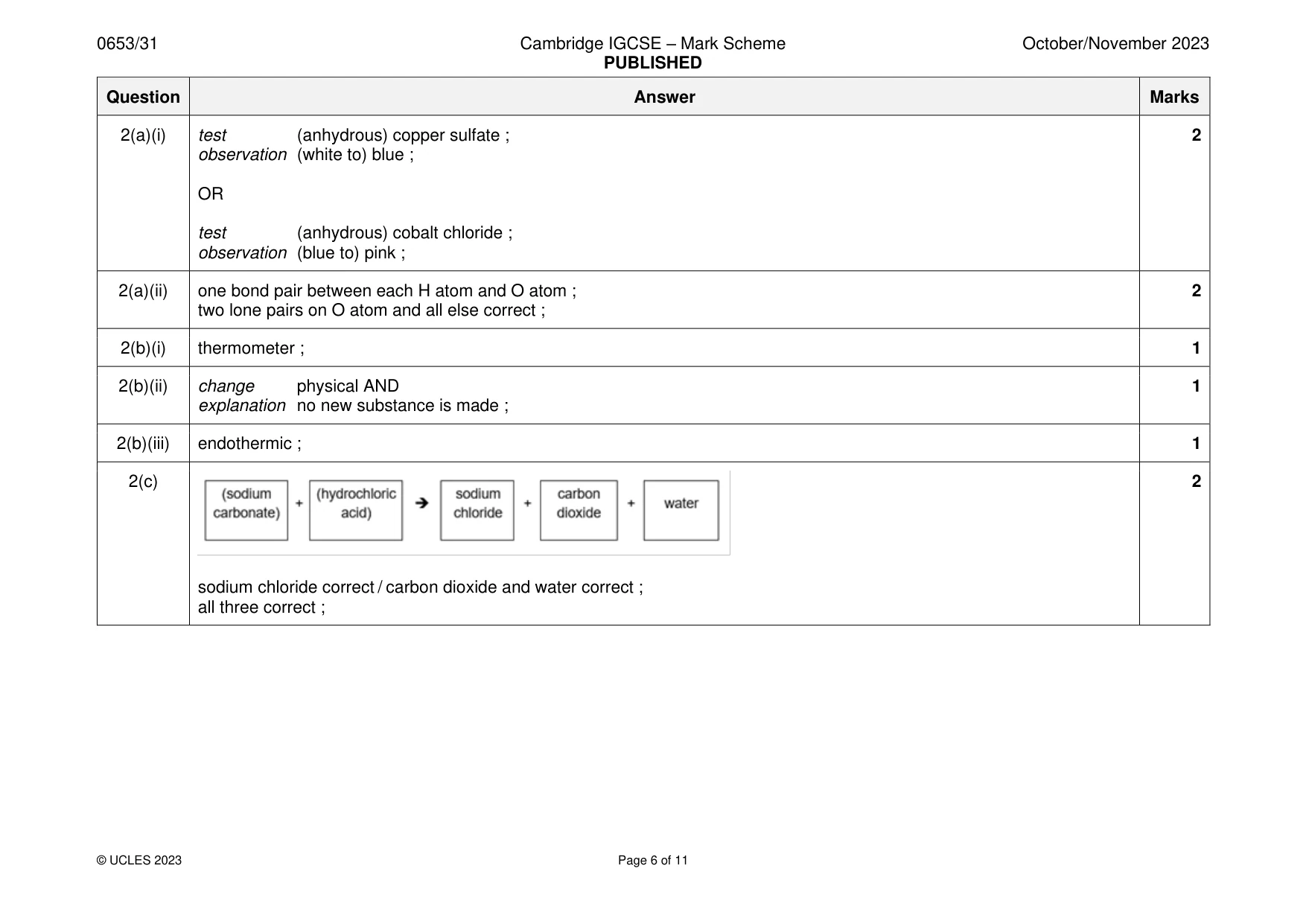 Mark scheme, page 6 of 11