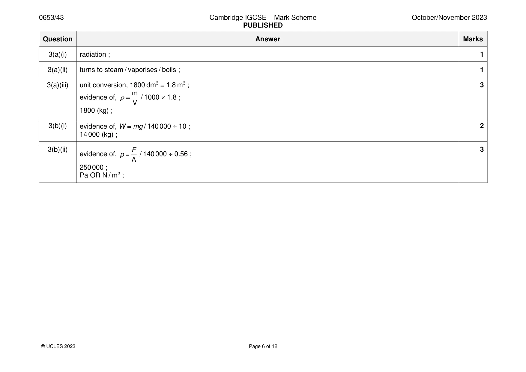 Mark scheme, page 6 of 12
