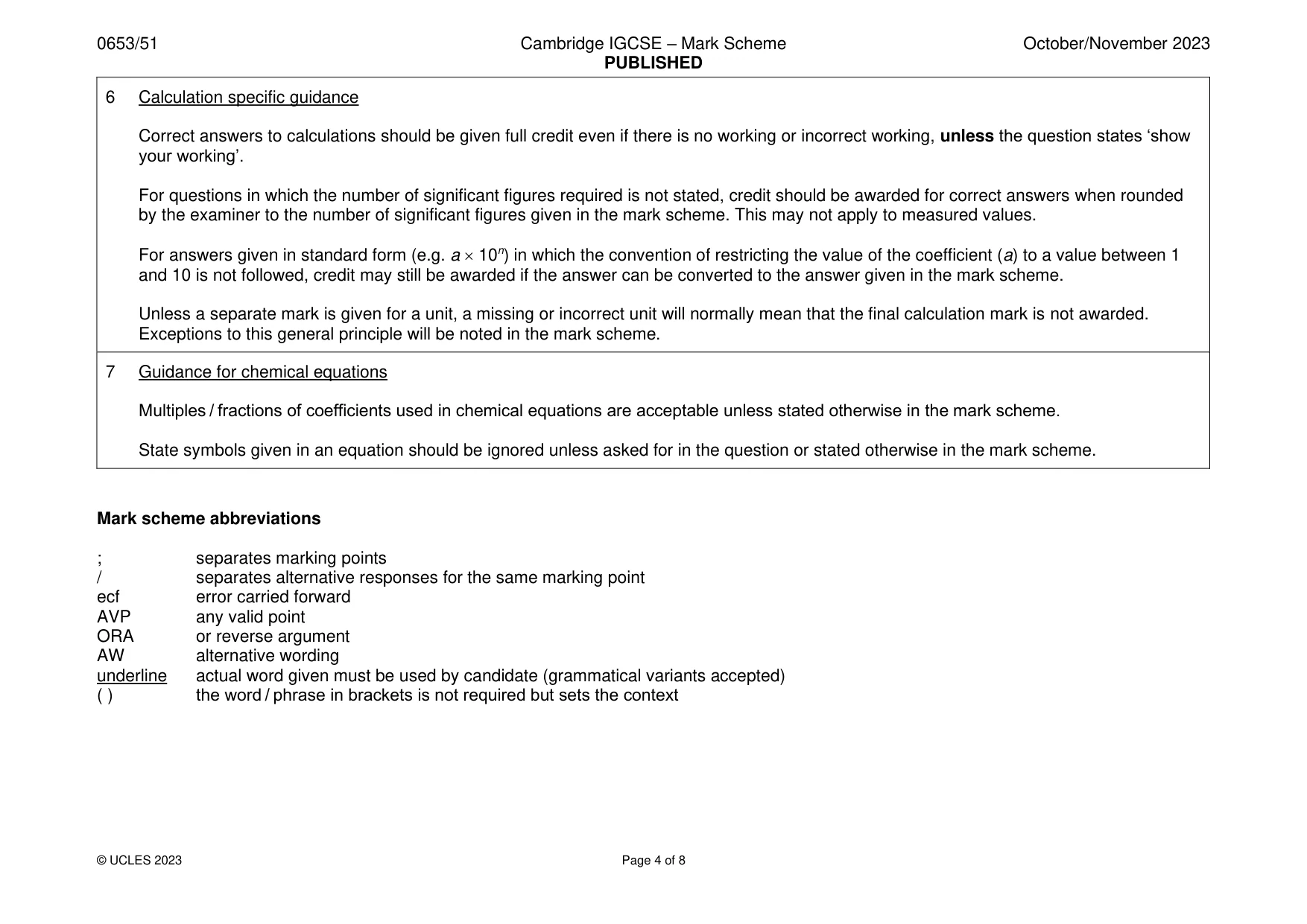 Mark scheme, page 4 of 8