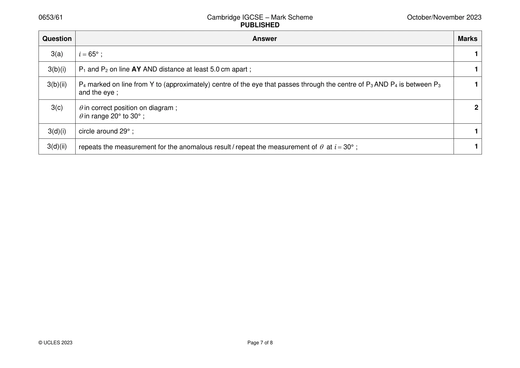 Mark scheme, page 7 of 8