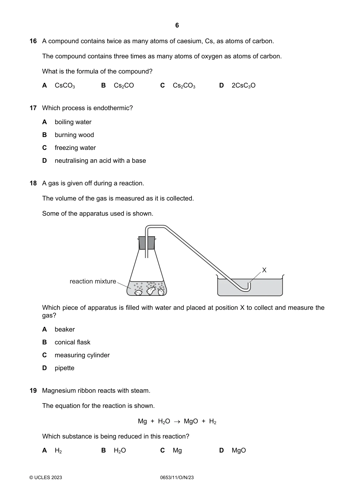 Cambridge IGCSE Science - Combined 0653 2023 Oct/Nov Paper 1 · Variant 1 question paper, page 6 of 16
