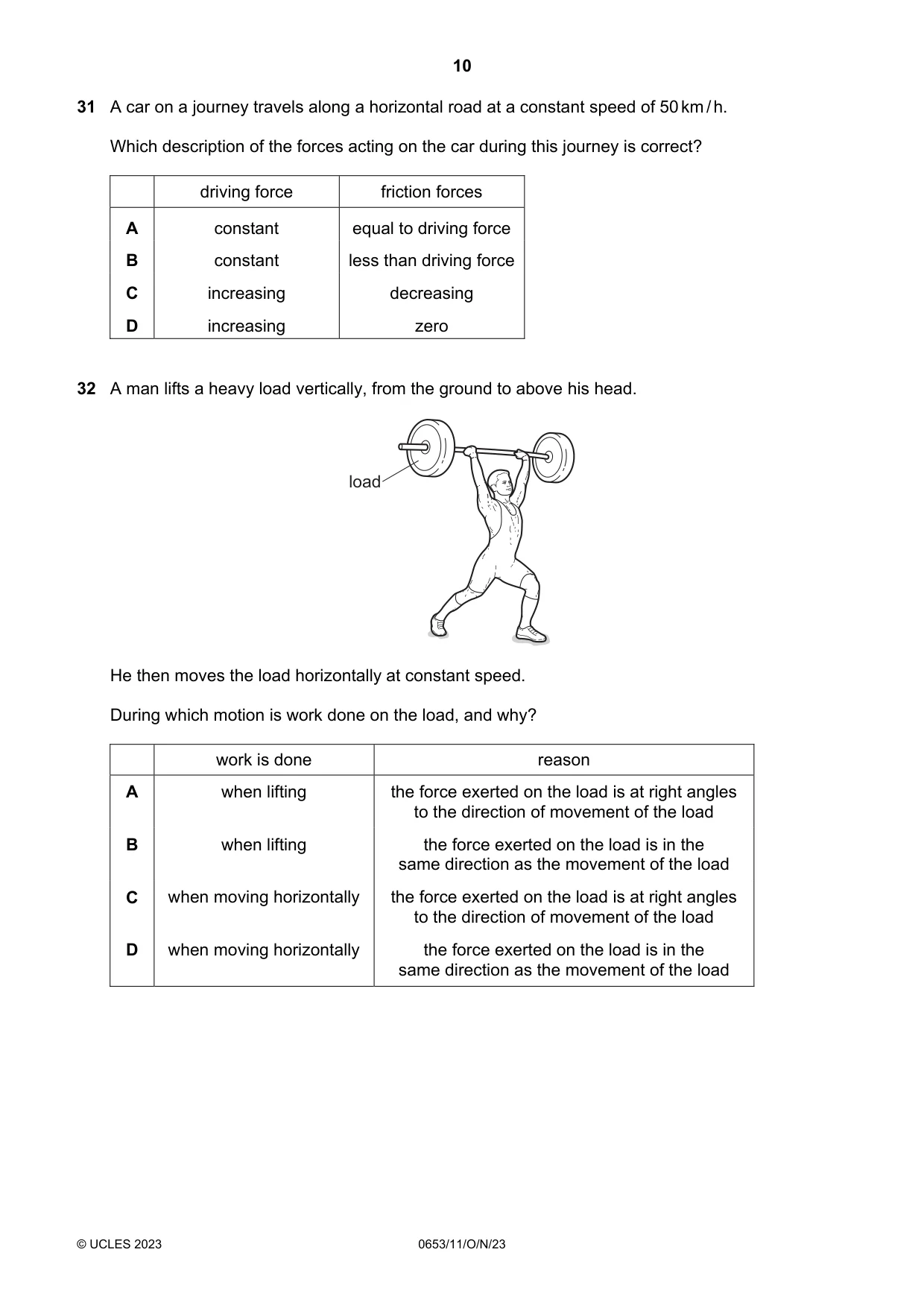 Cambridge IGCSE Science - Combined 0653 2023 Oct/Nov Paper 1 · Variant 1 question paper, page 10 of 16