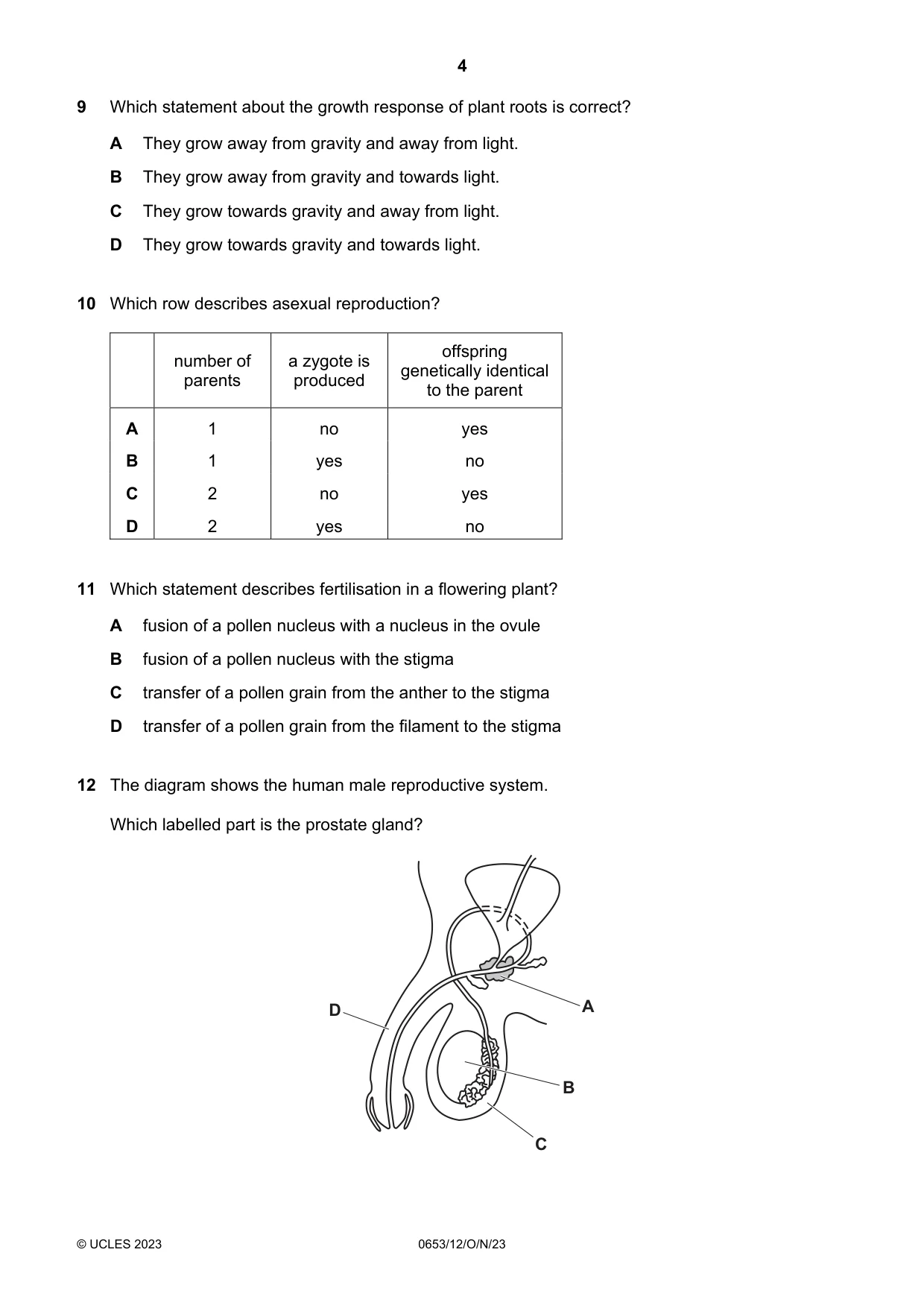 Cambridge IGCSE Science - Combined 0653 2023 Oct/Nov Paper 1 · Variant 2 question paper, page 4 of 12