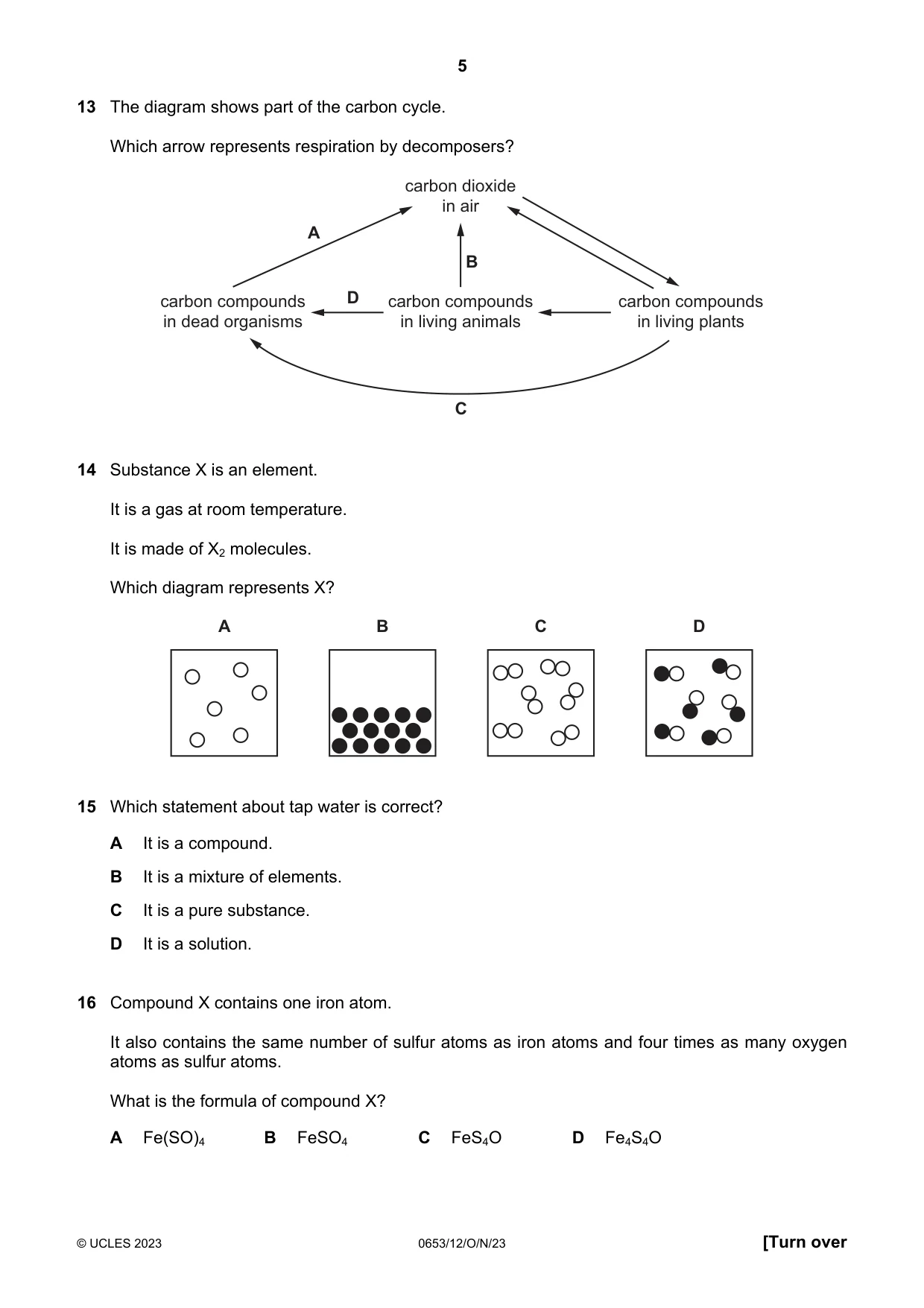 Cambridge IGCSE Science - Combined 0653 2023 Oct/Nov Paper 1 · Variant 2 question paper, page 5 of 12