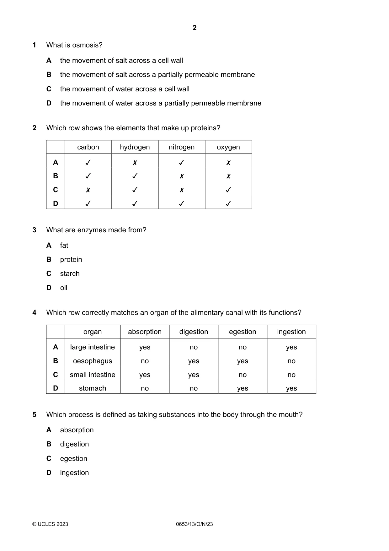 Cambridge IGCSE Science - Combined 0653 2023 Oct/Nov Paper 1 · Variant 3 question paper, page 2 of 12