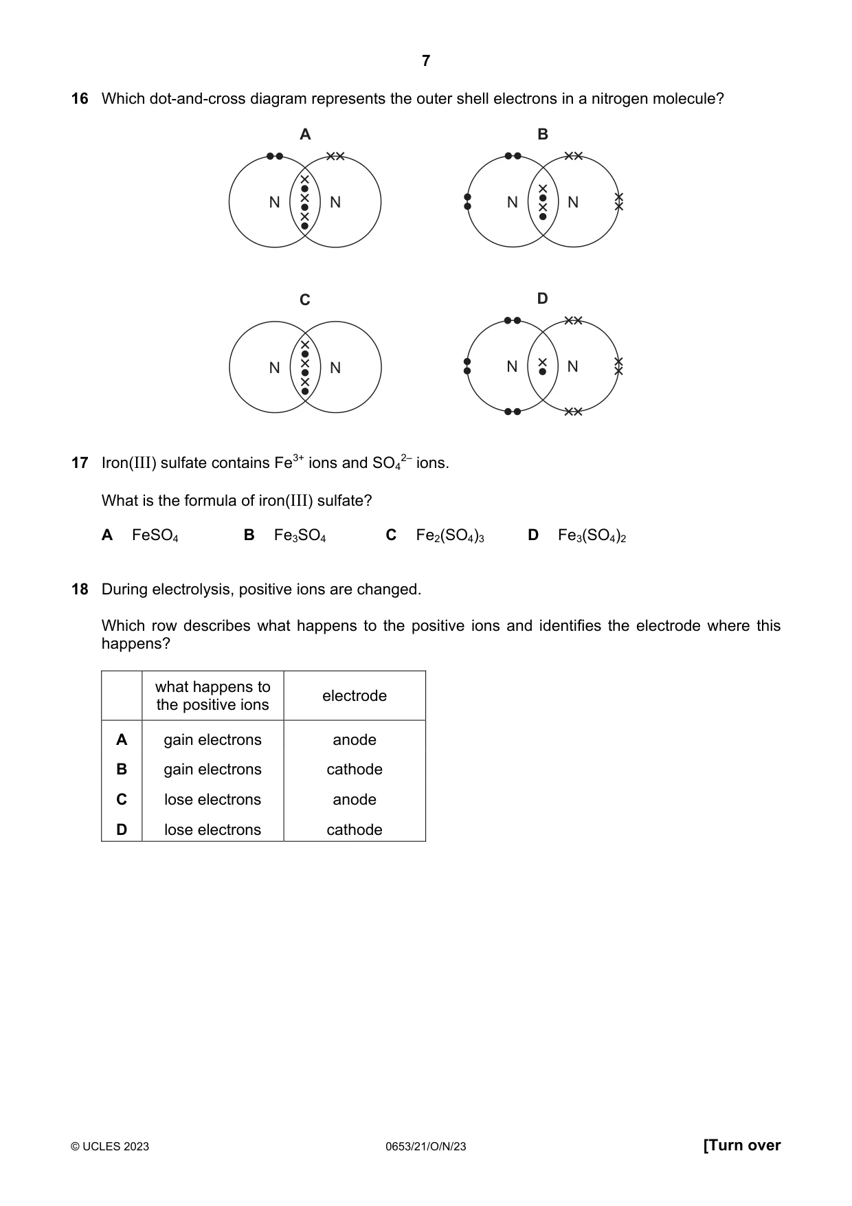 Cambridge IGCSE Science - Combined 0653 2023 Oct/Nov Paper 2 · Variant 1 question paper, page 7 of 16