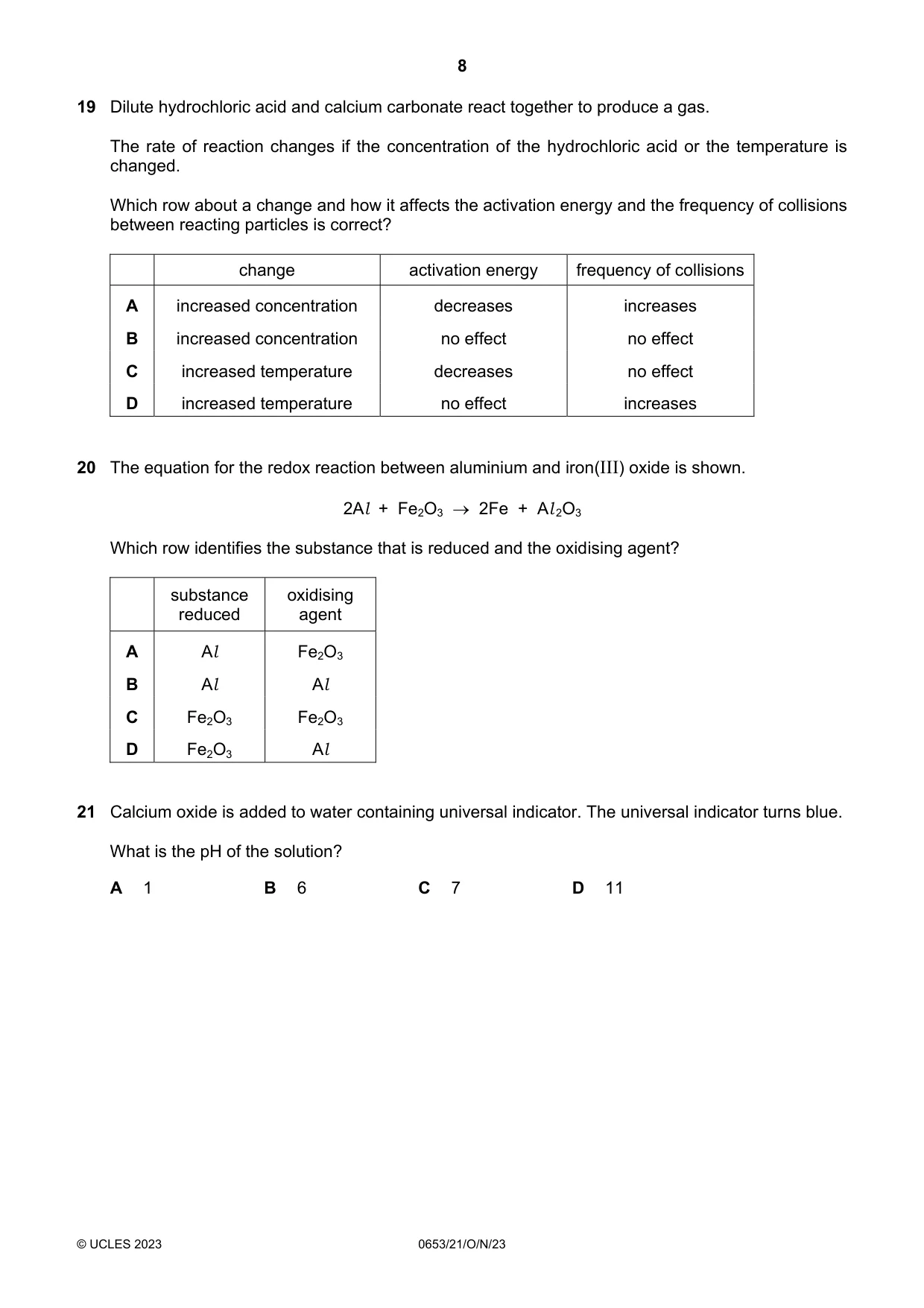 Cambridge IGCSE Science - Combined 0653 2023 Oct/Nov Paper 2 · Variant 1 question paper, page 8 of 16
