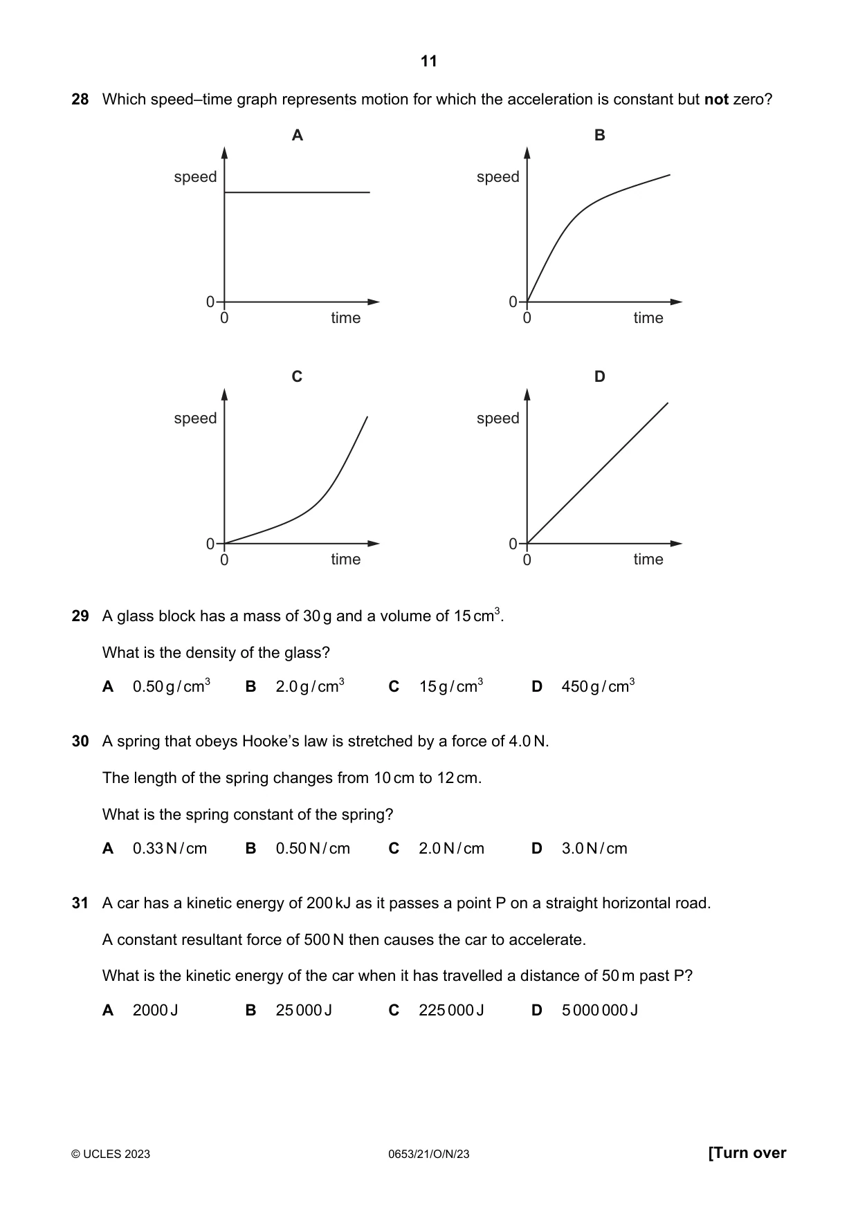 Cambridge IGCSE Science - Combined 0653 2023 Oct/Nov Paper 2 · Variant 1 question paper, page 11 of 16
