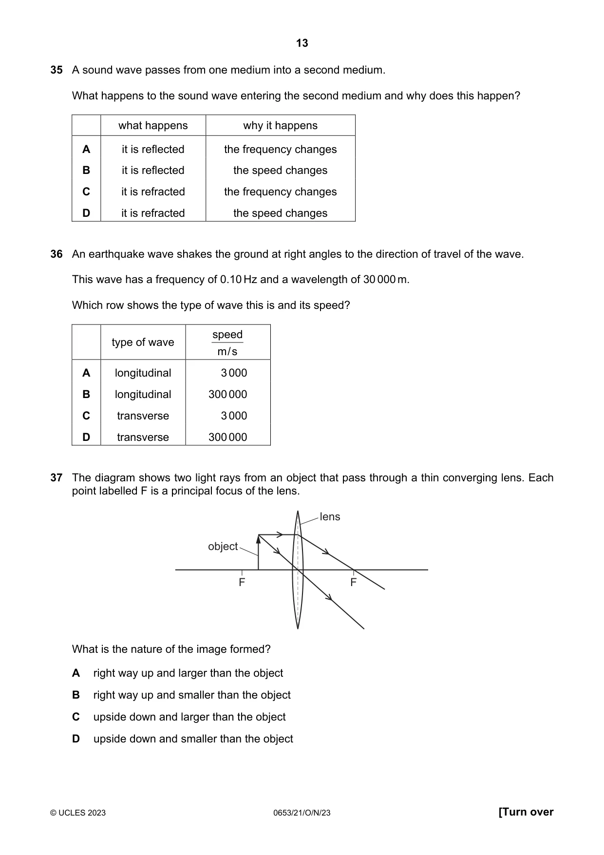 Cambridge IGCSE Science - Combined 0653 2023 Oct/Nov Paper 2 · Variant 1 question paper, page 13 of 16