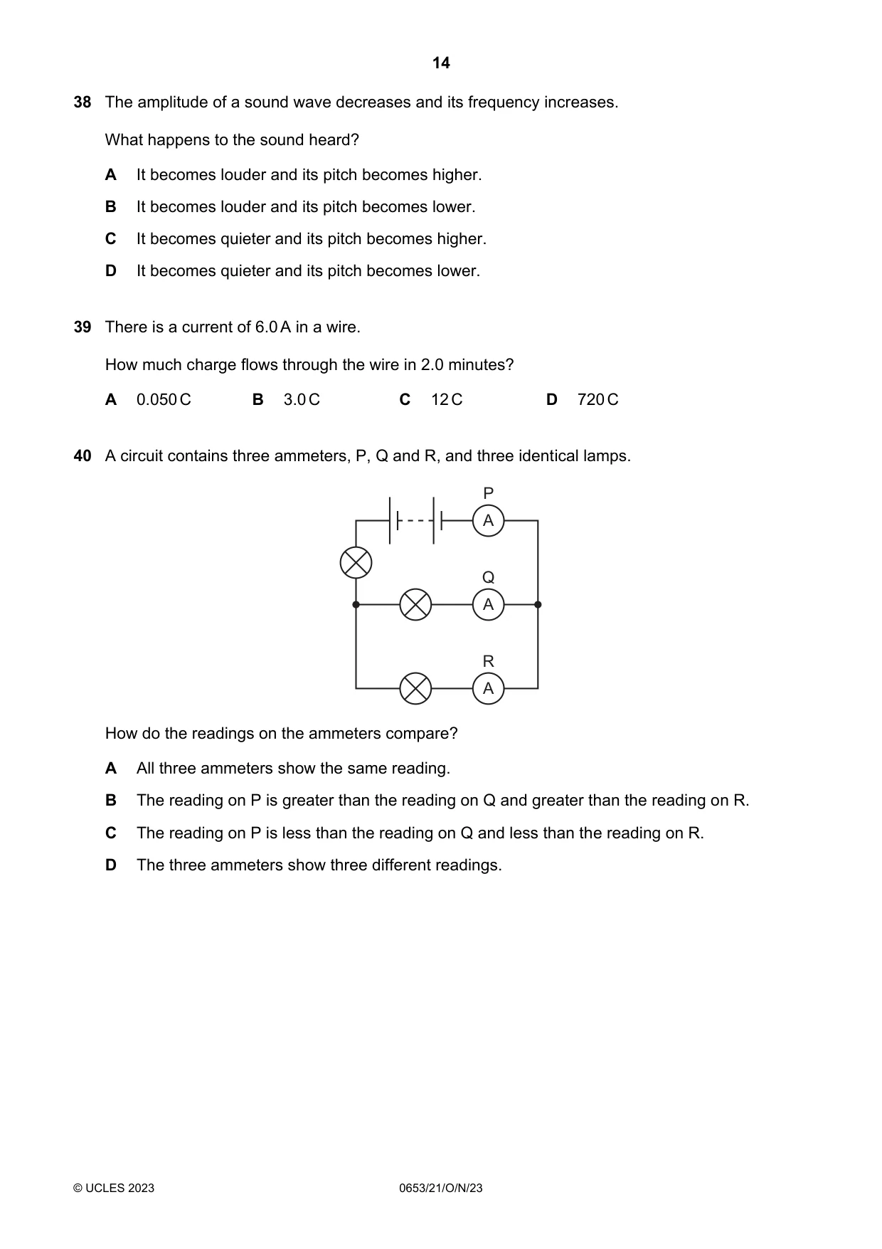 Cambridge IGCSE Science - Combined 0653 2023 Oct/Nov Paper 2 · Variant 1 question paper, page 14 of 16