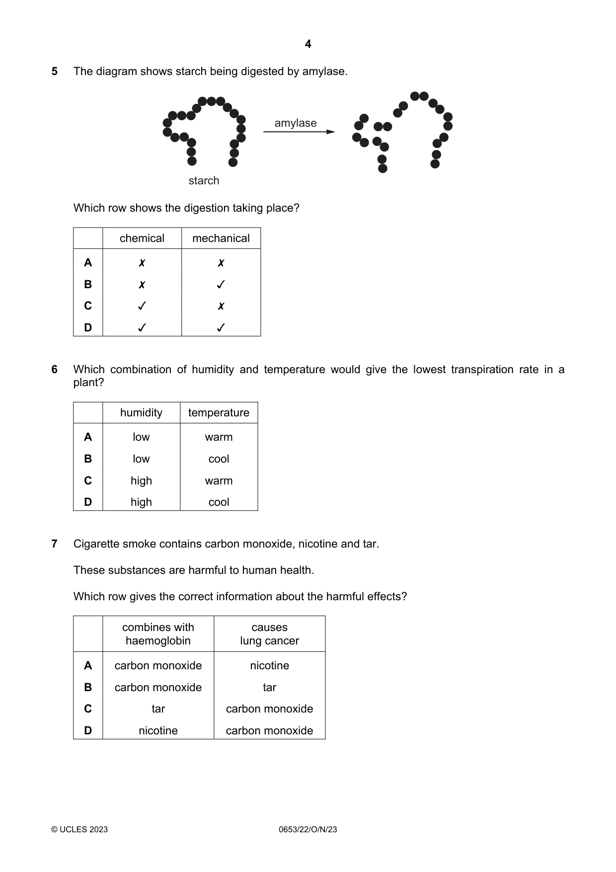 Cambridge IGCSE Science - Combined 0653 2023 Oct/Nov Paper 2 · Variant 2 question paper, page 4 of 16