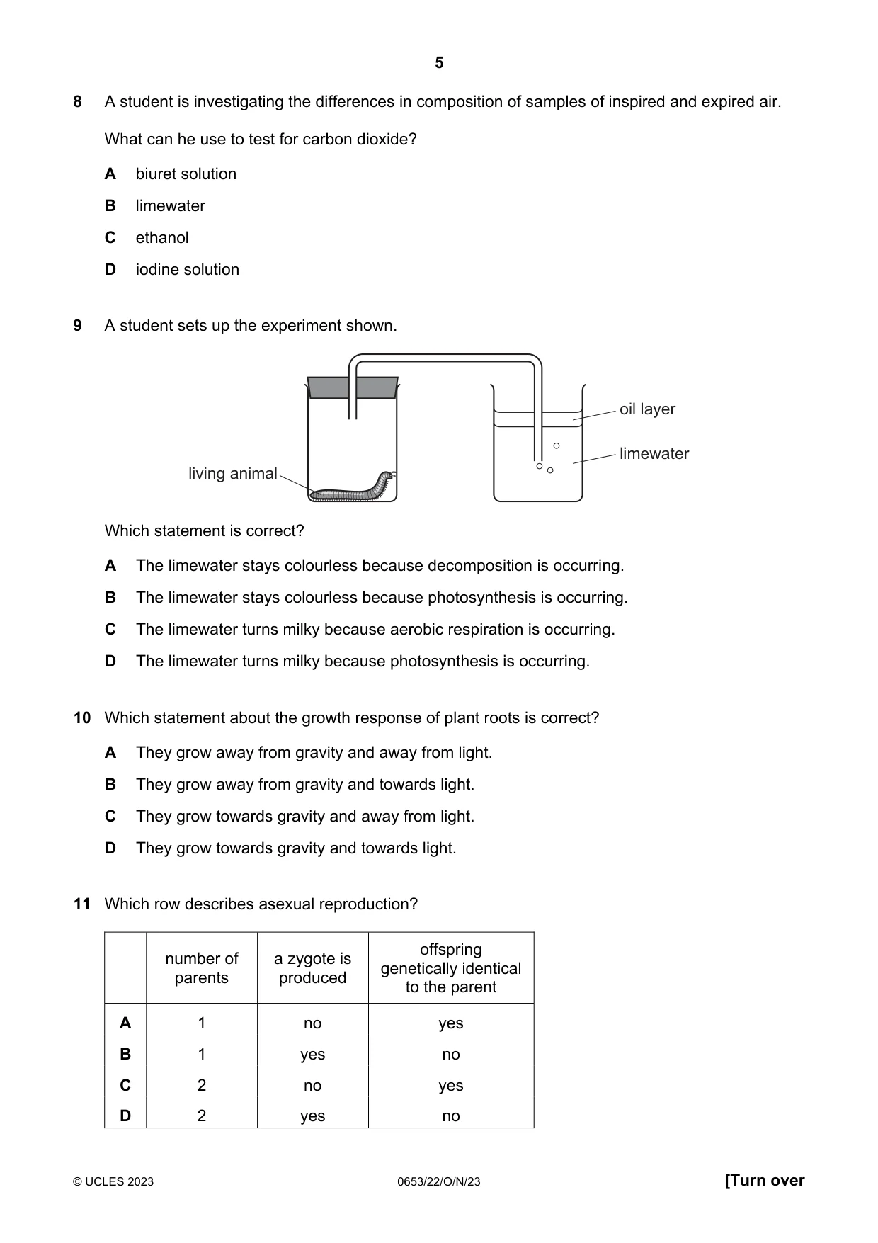 Cambridge IGCSE Science - Combined 0653 2023 Oct/Nov Paper 2 · Variant 2 question paper, page 5 of 16
