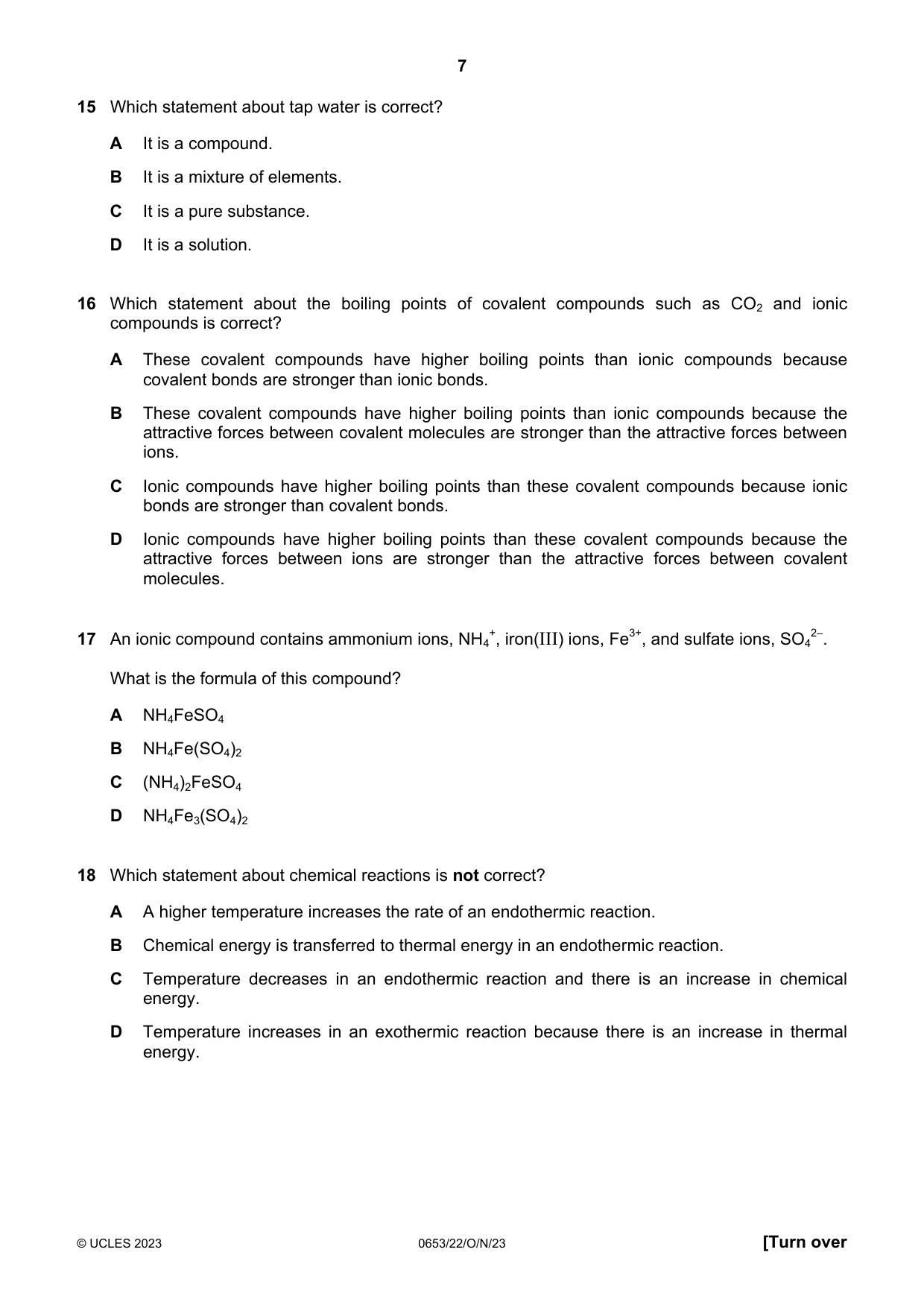 Cambridge IGCSE Science - Combined 0653 2023 Oct/Nov Paper 2 · Variant 2 question paper, page 7 of 16