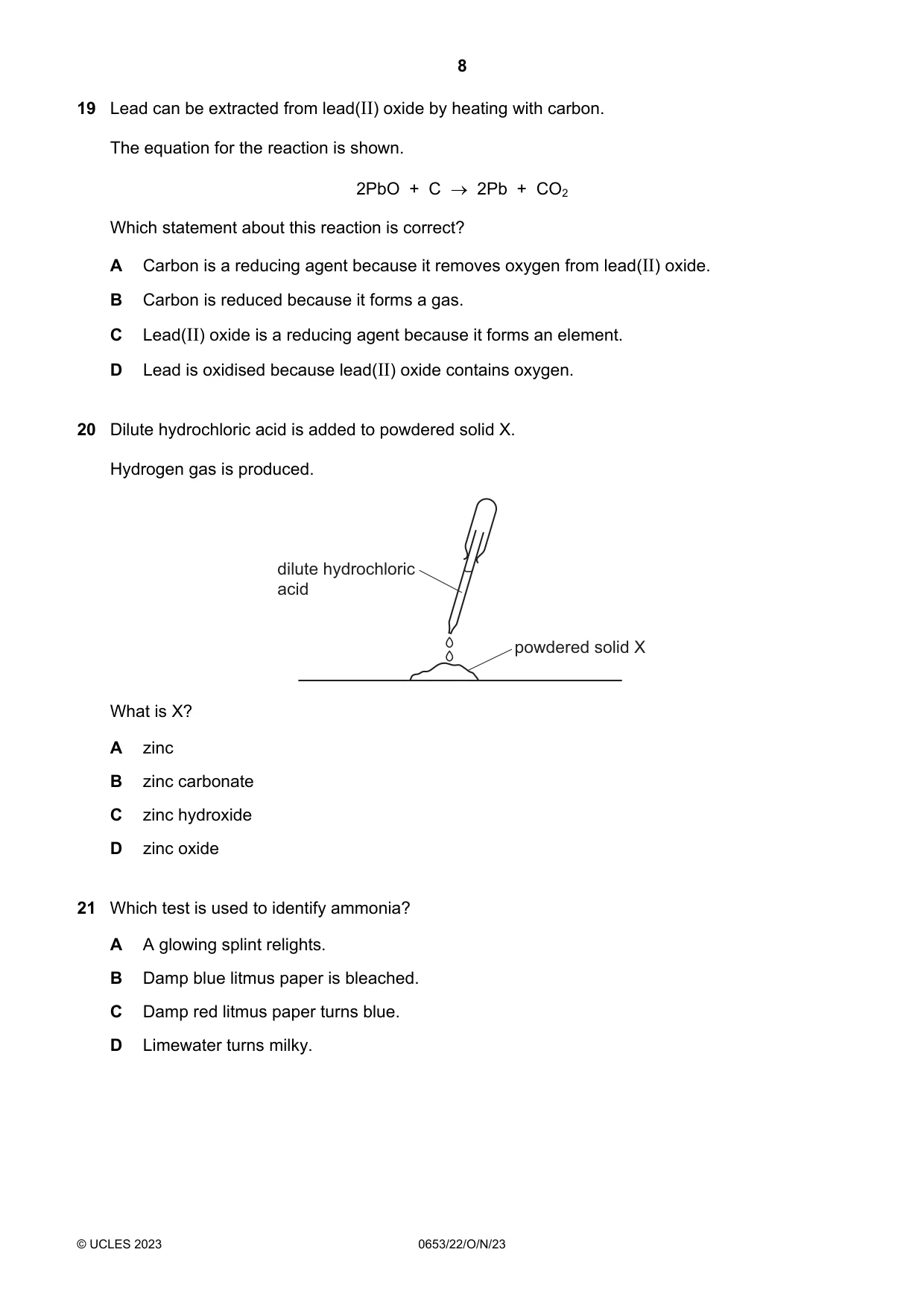 Cambridge IGCSE Science - Combined 0653 2023 Oct/Nov Paper 2 · Variant 2 question paper, page 8 of 16