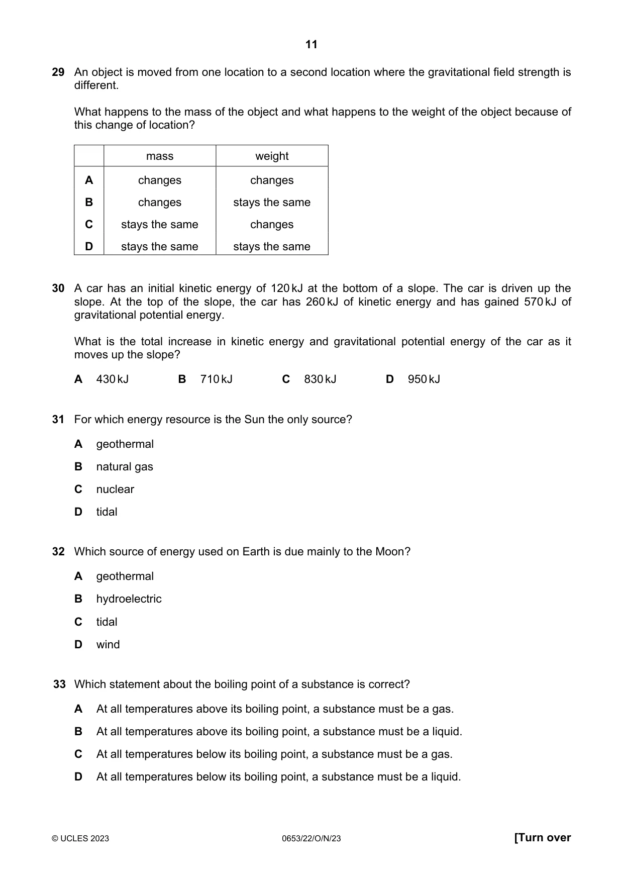 Cambridge IGCSE Science - Combined 0653 2023 Oct/Nov Paper 2 · Variant 2 question paper, page 11 of 16