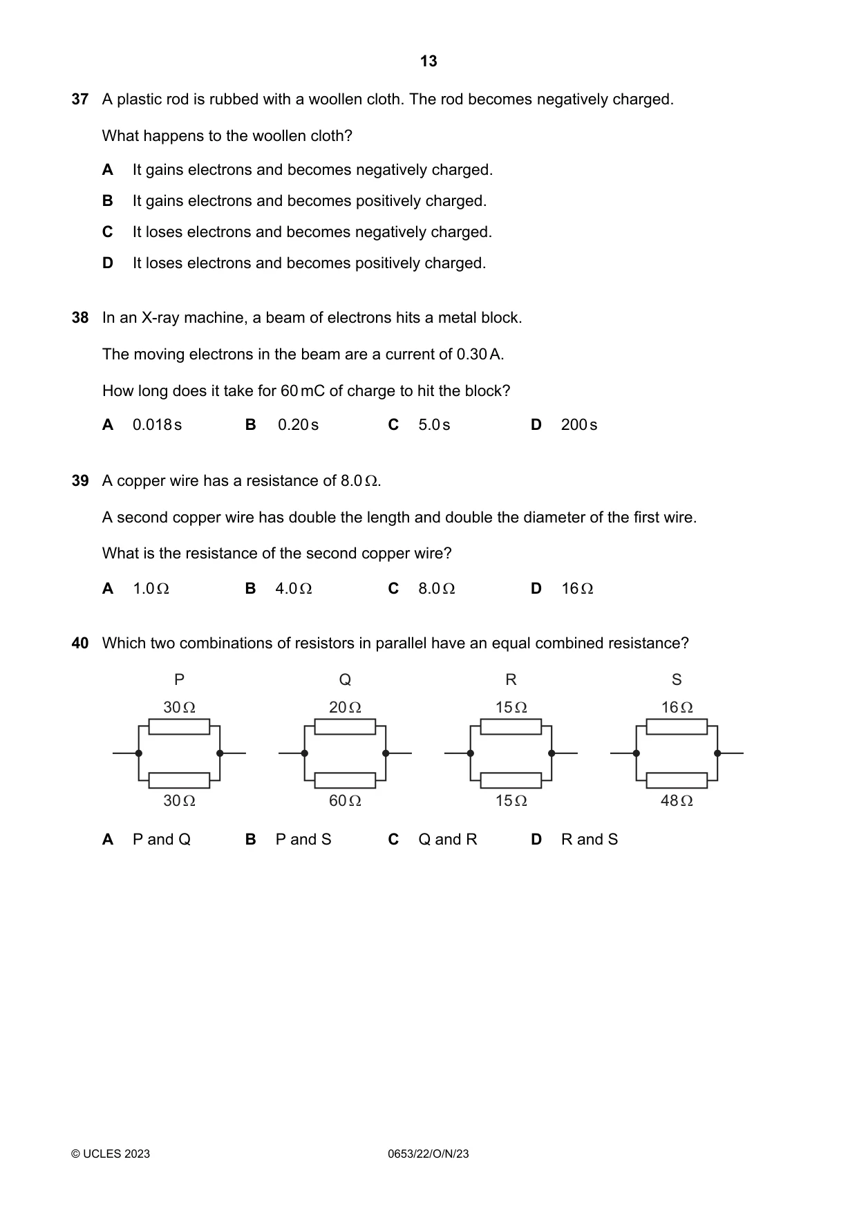 Cambridge IGCSE Science - Combined 0653 2023 Oct/Nov Paper 2 · Variant 2 question paper, page 13 of 16