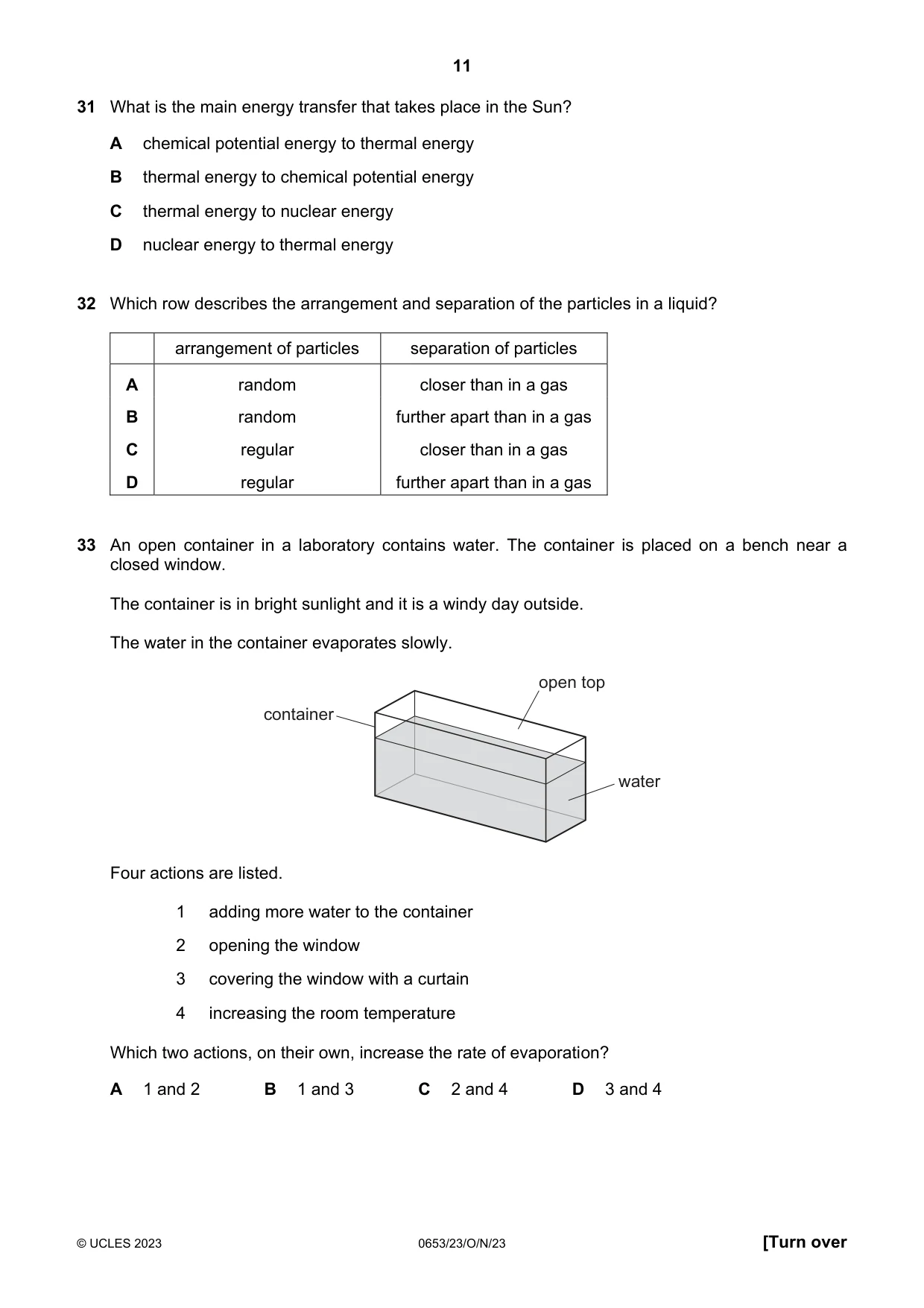 Cambridge IGCSE Science - Combined 0653 2023 Oct/Nov Paper 2 · Variant 3 question paper, page 11 of 16