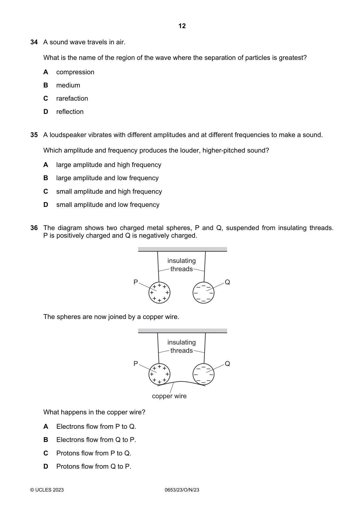 Cambridge IGCSE Science - Combined 0653 2023 Oct/Nov Paper 2 · Variant 3 question paper, page 12 of 16