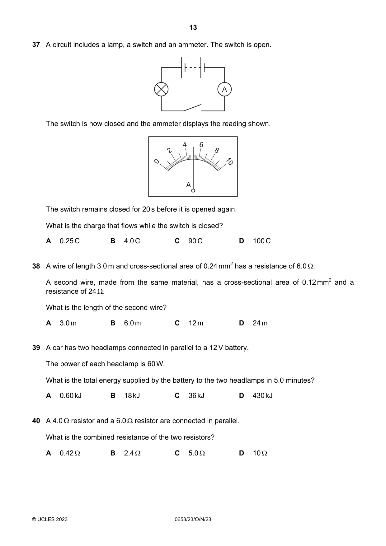 Cambridge IGCSE Science - Combined 0653 2023 Oct/Nov Paper 2 · Variant 3 question paper, page 13 of 16