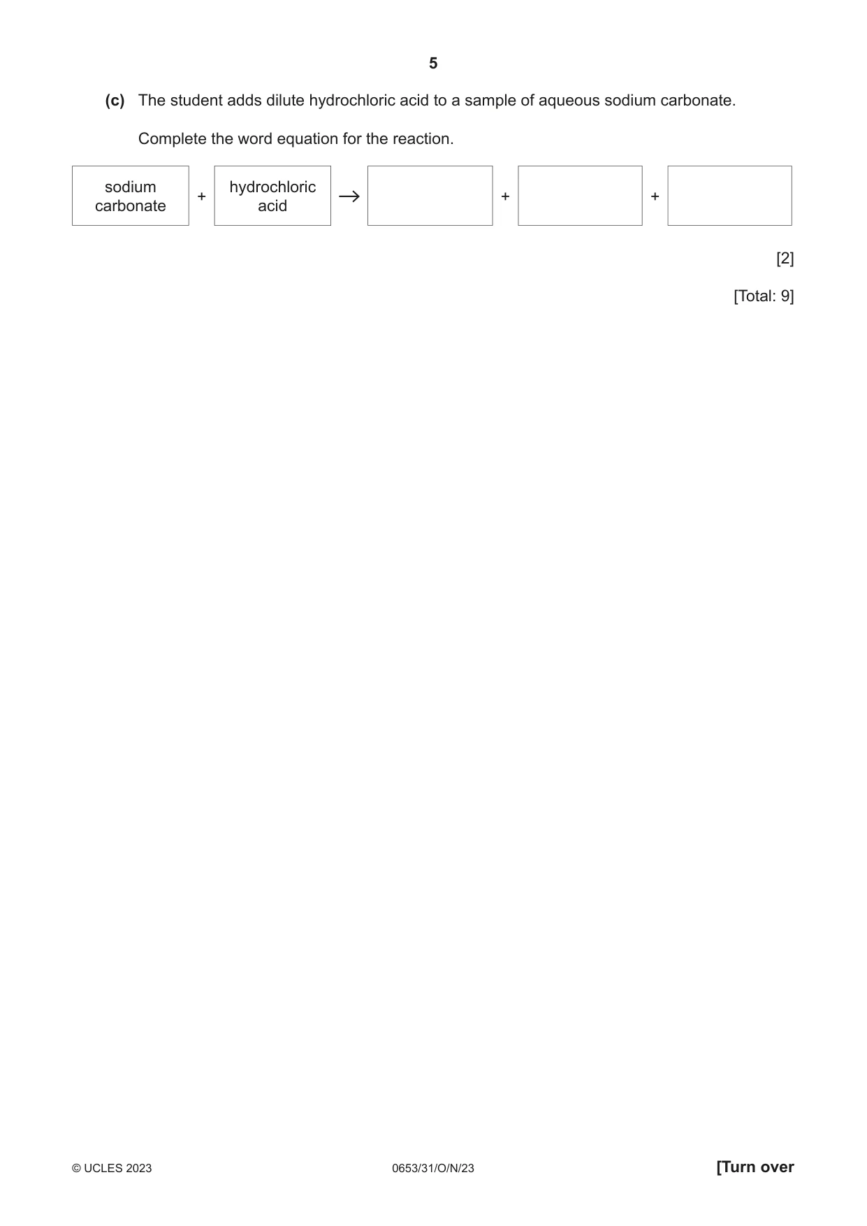 Cambridge IGCSE Science - Combined 0653 2023 Oct/Nov Paper 3 · Variant 1 question paper, page 5 of 20