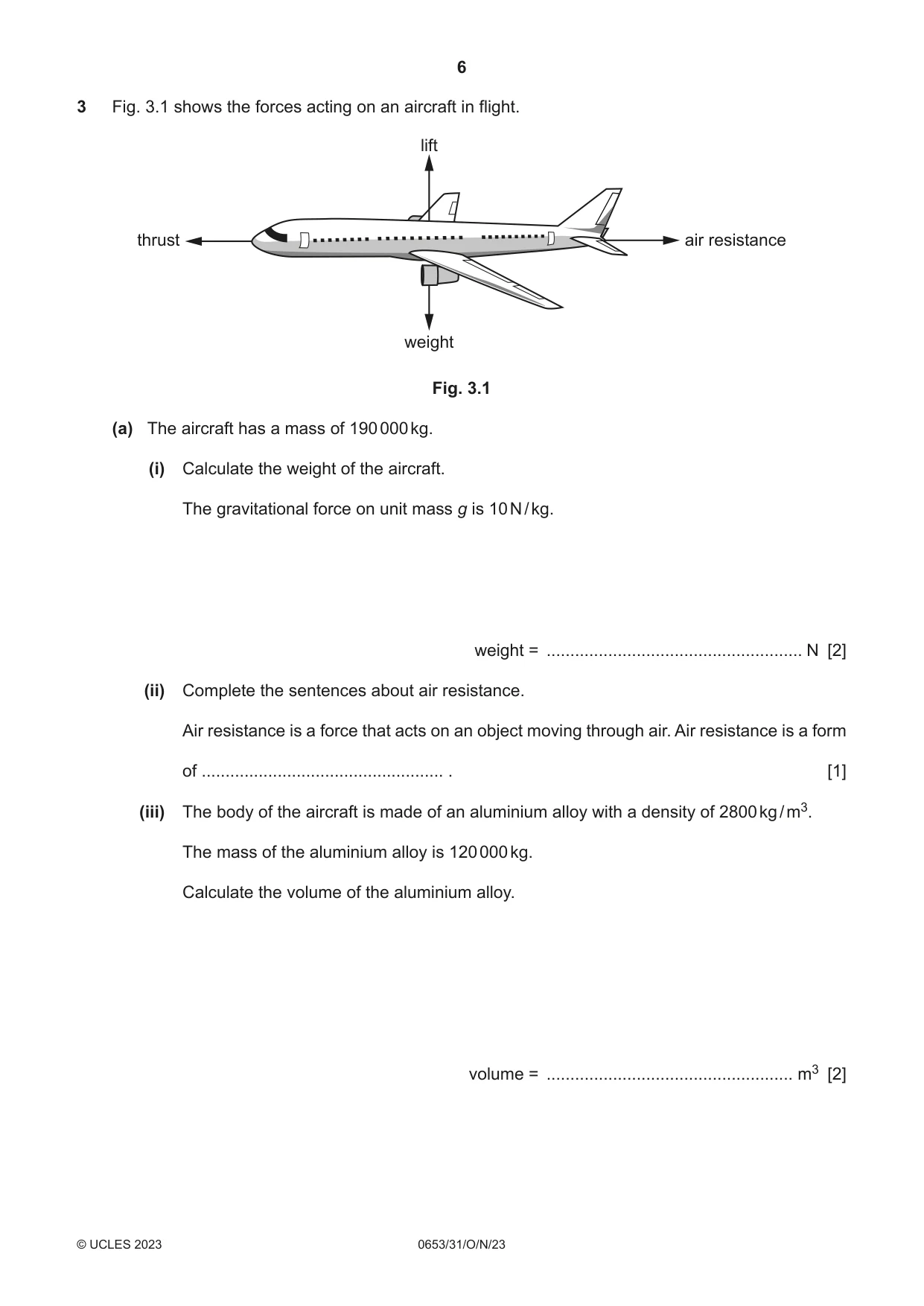 Cambridge IGCSE Science - Combined 0653 2023 Oct/Nov Paper 3 · Variant 1 question paper, page 6 of 20