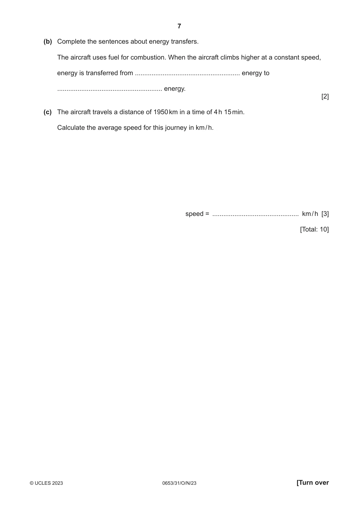 Cambridge IGCSE Science - Combined 0653 2023 Oct/Nov Paper 3 · Variant 1 question paper, page 7 of 20