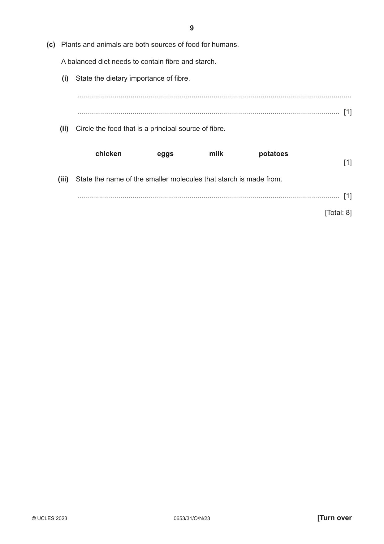 Cambridge IGCSE Science - Combined 0653 2023 Oct/Nov Paper 3 · Variant 1 question paper, page 9 of 20