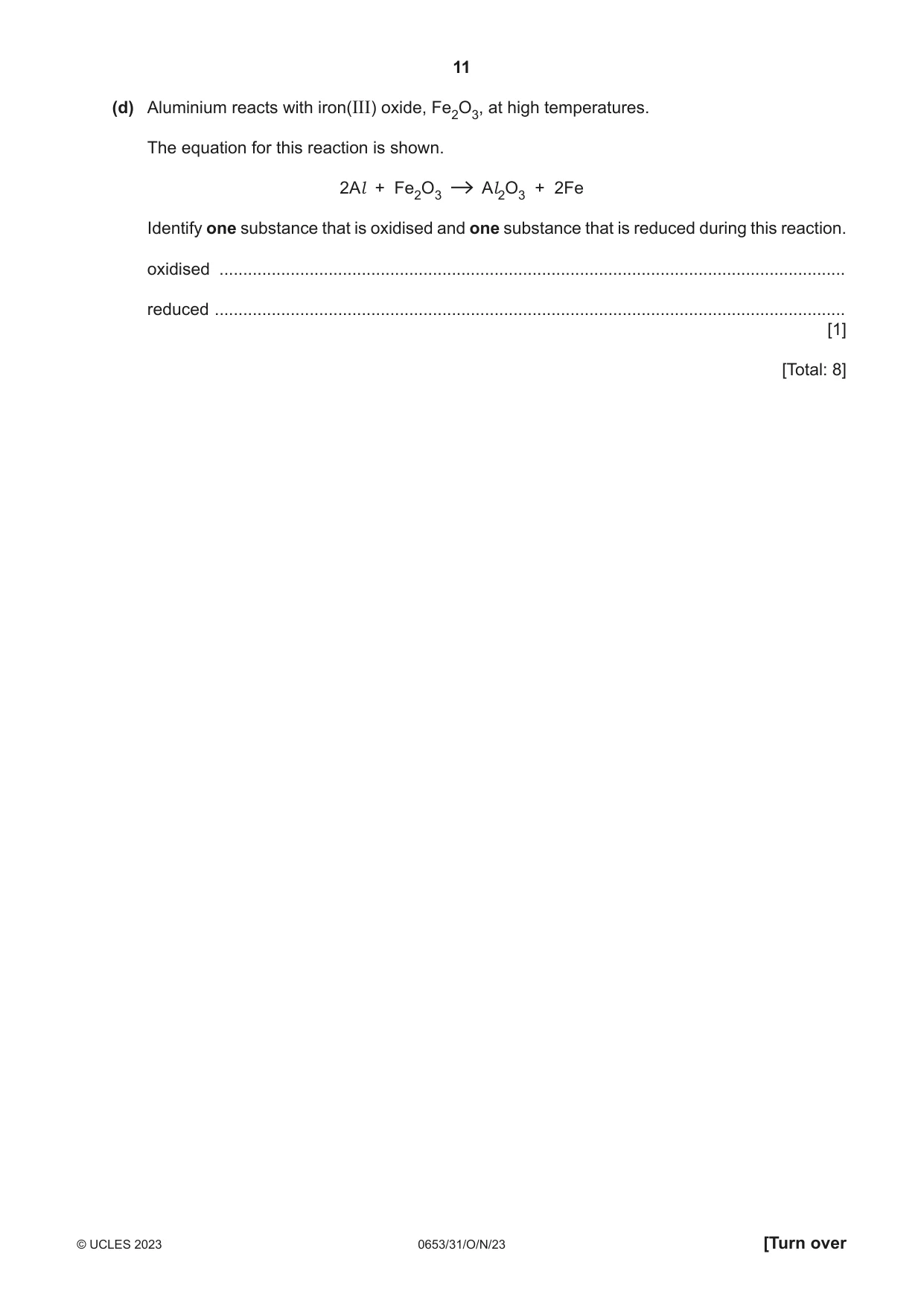 Cambridge IGCSE Science - Combined 0653 2023 Oct/Nov Paper 3 · Variant 1 question paper, page 11 of 20
