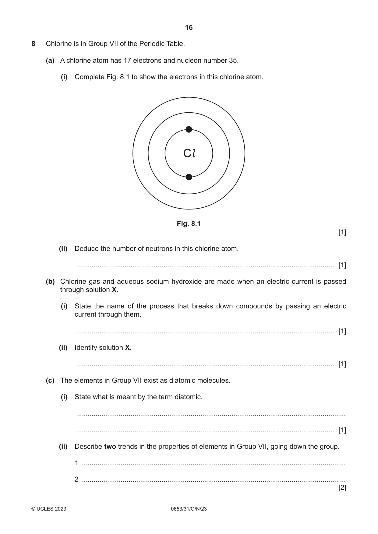 Cambridge IGCSE Science - Combined 0653 2023 Oct/Nov Paper 3 · Variant 1 question paper, page 16 of 20