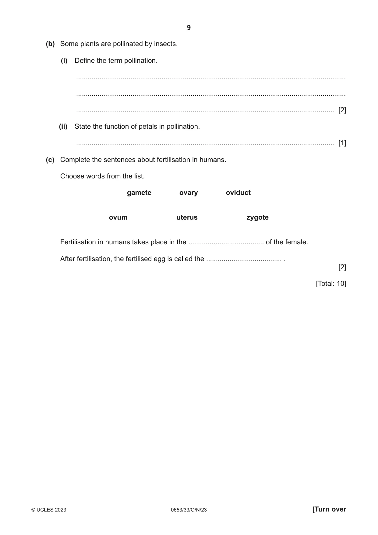 Cambridge IGCSE Science - Combined 0653 2023 Oct/Nov Paper 3 · Variant 3 question paper, page 9 of 24