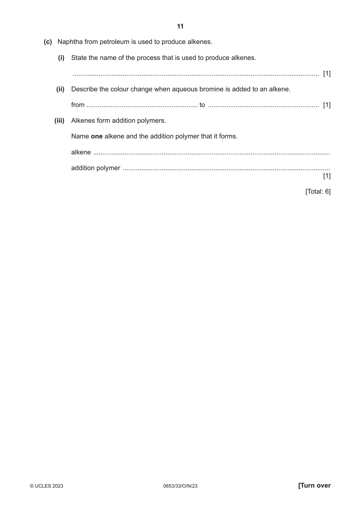 Cambridge IGCSE Science - Combined 0653 2023 Oct/Nov Paper 3 · Variant 3 question paper, page 11 of 24