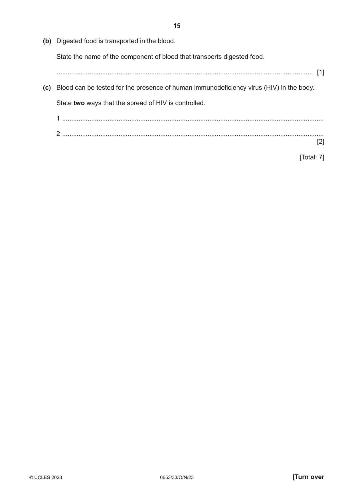 Cambridge IGCSE Science - Combined 0653 2023 Oct/Nov Paper 3 · Variant 3 question paper, page 15 of 24
