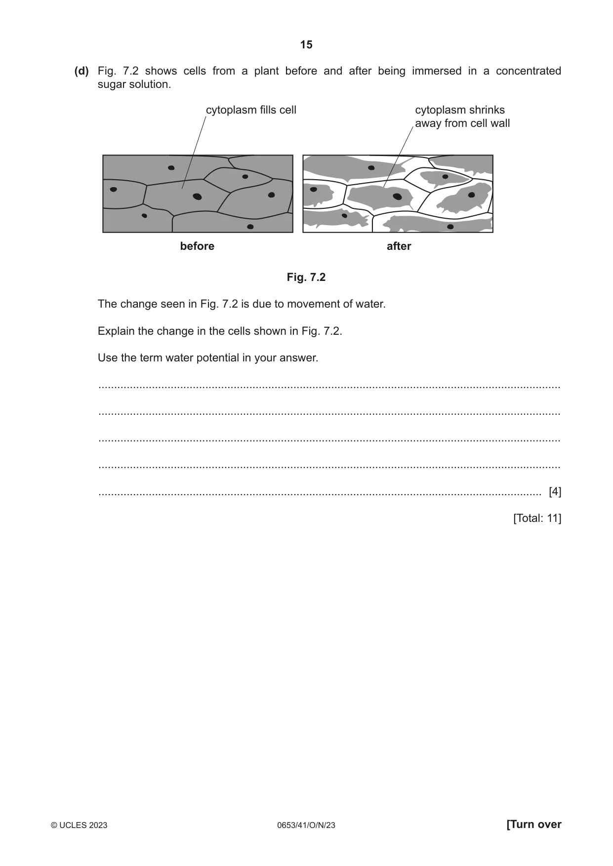 Cambridge IGCSE Science - Combined 0653 2023 Oct/Nov Paper 4 · Variant 1 question paper, page 15 of 20