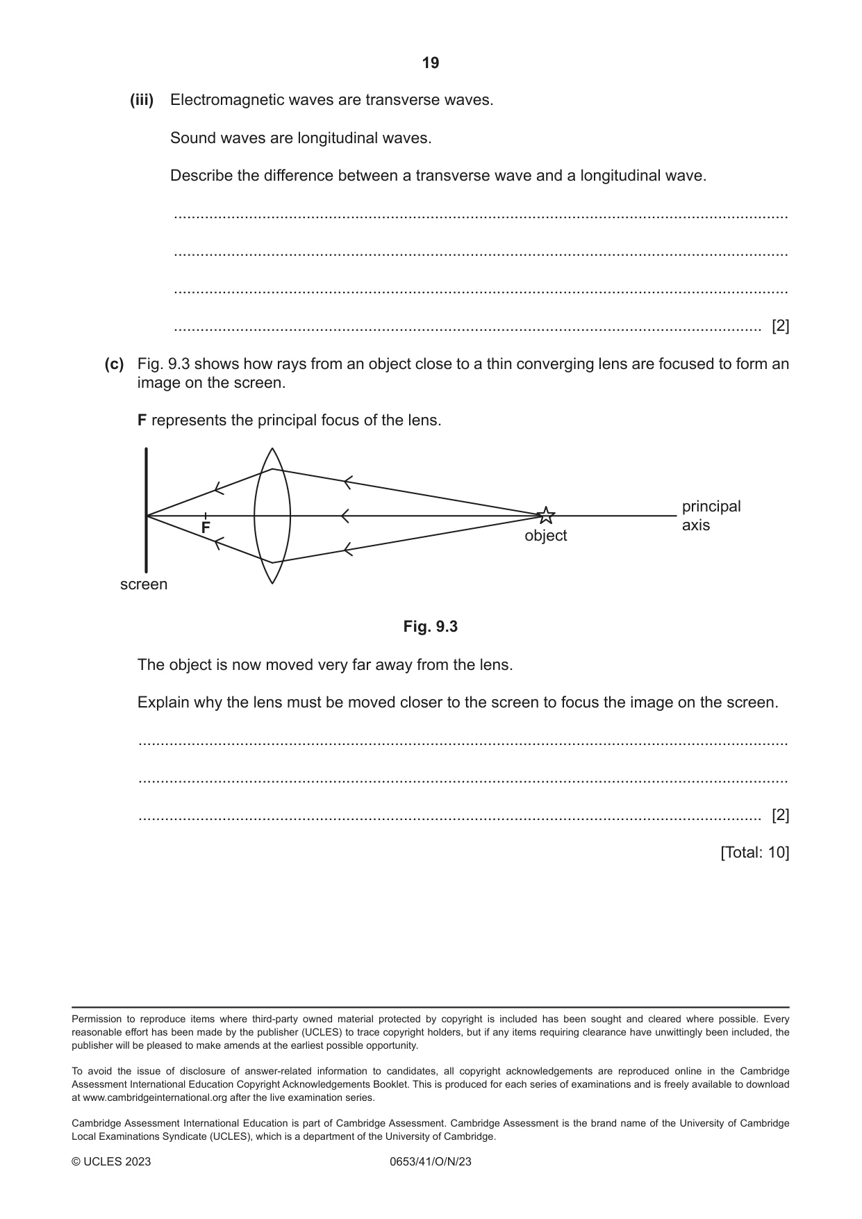 Cambridge IGCSE Science - Combined 0653 2023 Oct/Nov Paper 4 · Variant 1 question paper, page 19 of 20