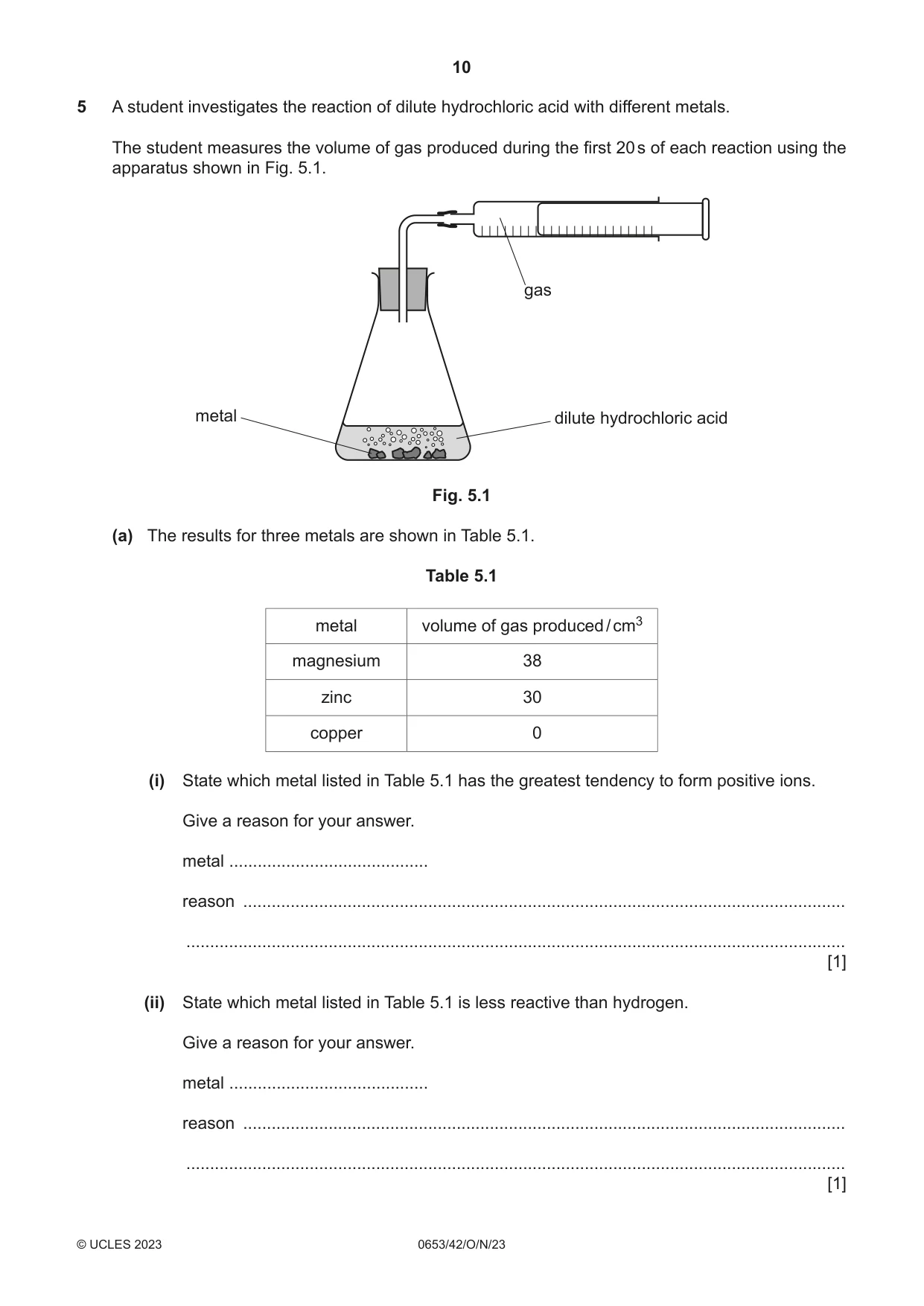 Cambridge IGCSE Science - Combined 0653 2023 Oct/Nov Paper 4 · Variant 2 question paper, page 10 of 20