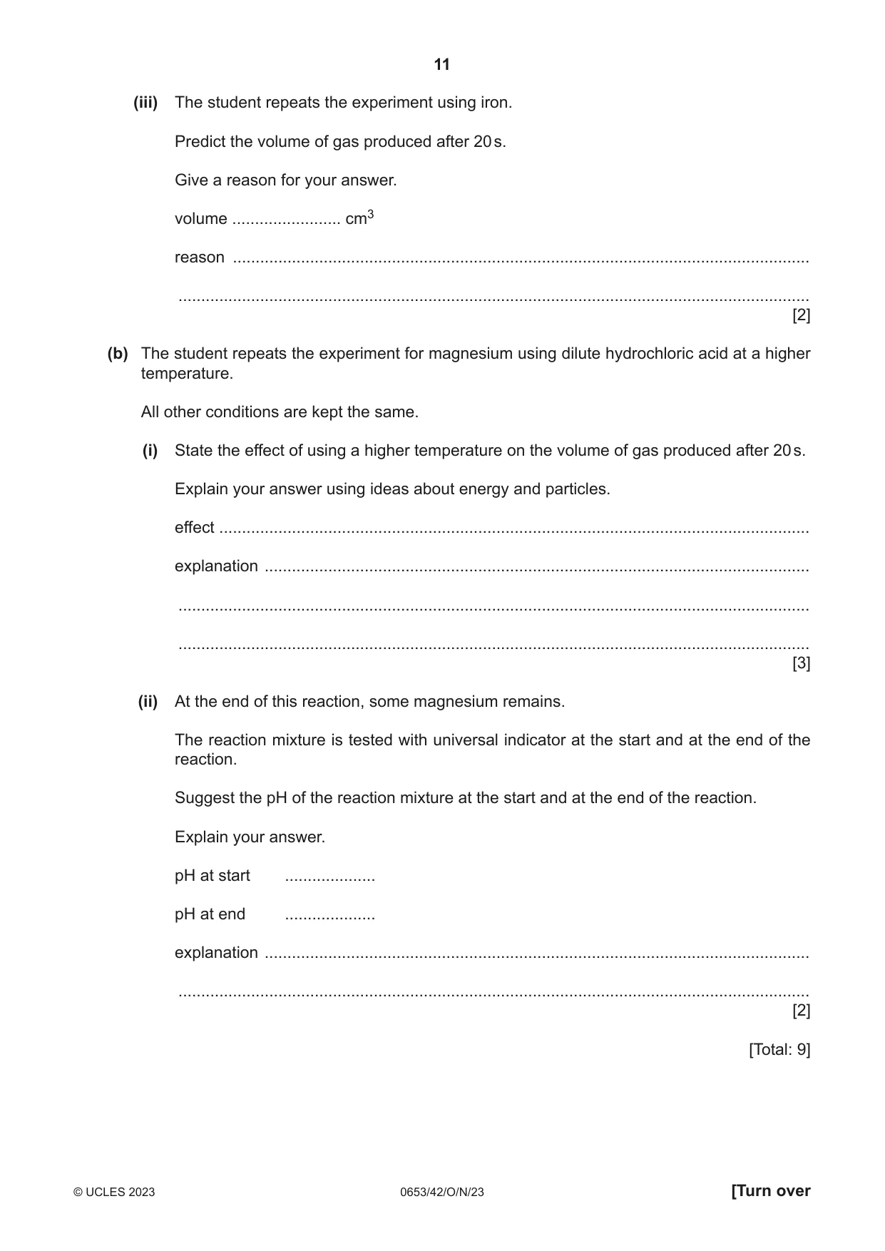 Cambridge IGCSE Science - Combined 0653 2023 Oct/Nov Paper 4 · Variant 2 question paper, page 11 of 20
