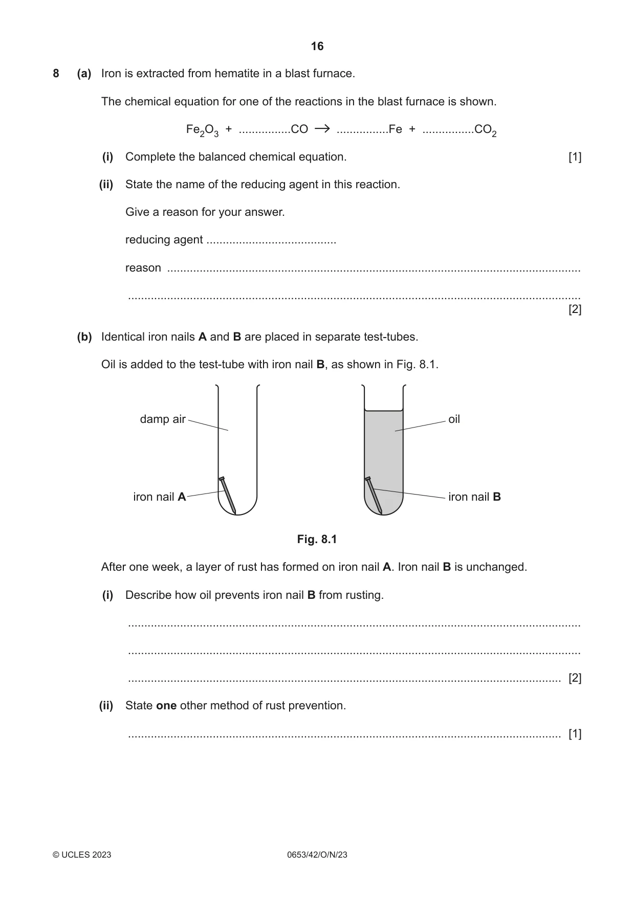 Cambridge IGCSE Science - Combined 0653 2023 Oct/Nov Paper 4 · Variant 2 question paper, page 16 of 20