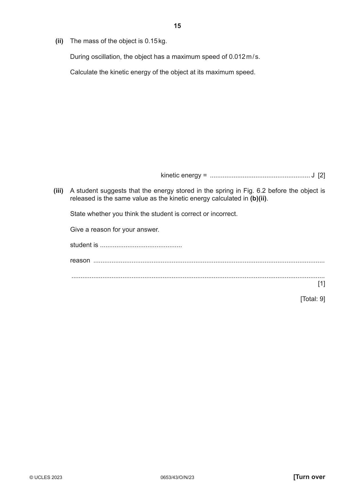 Cambridge IGCSE Science - Combined 0653 2023 Oct/Nov Paper 4 · Variant 3 question paper, page 15 of 24