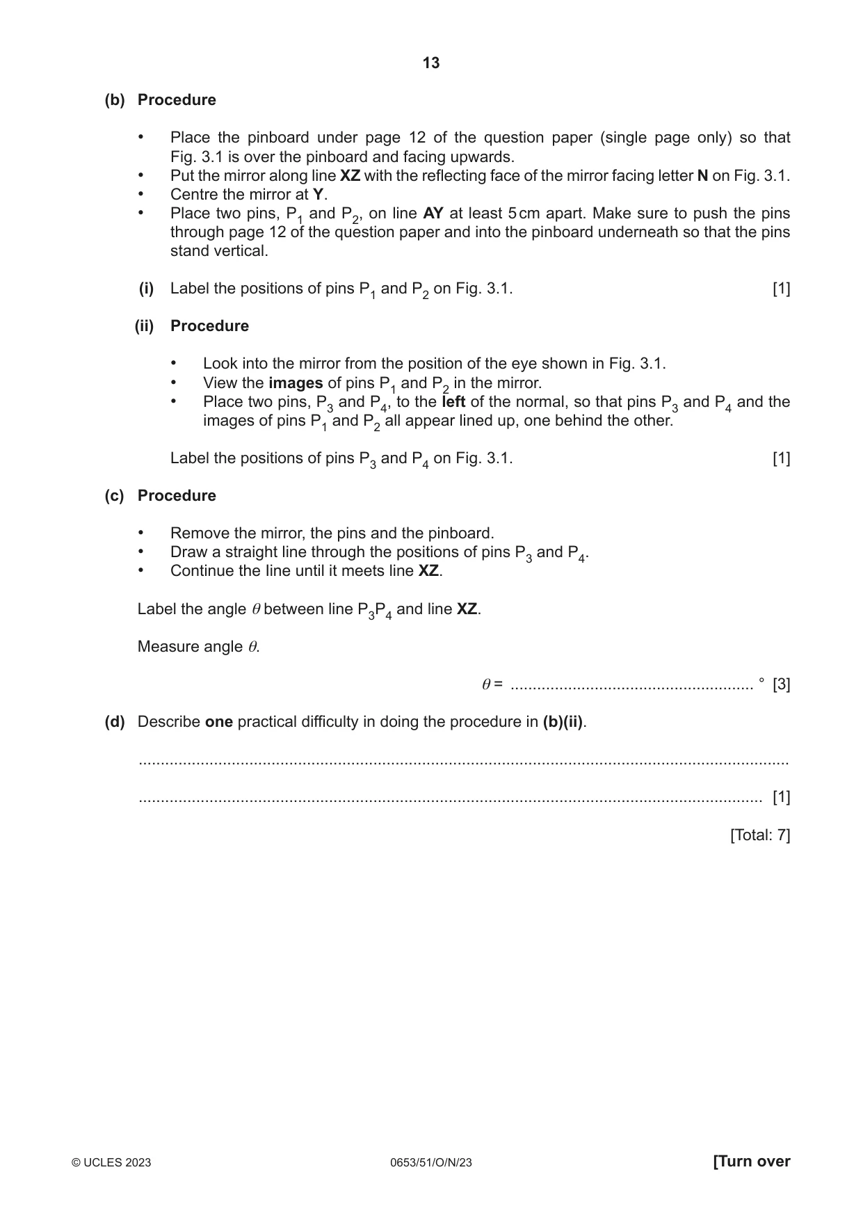 Cambridge IGCSE Science - Combined 0653 2023 Oct/Nov Paper 5 · Variant 1 question paper, page 13 of 16