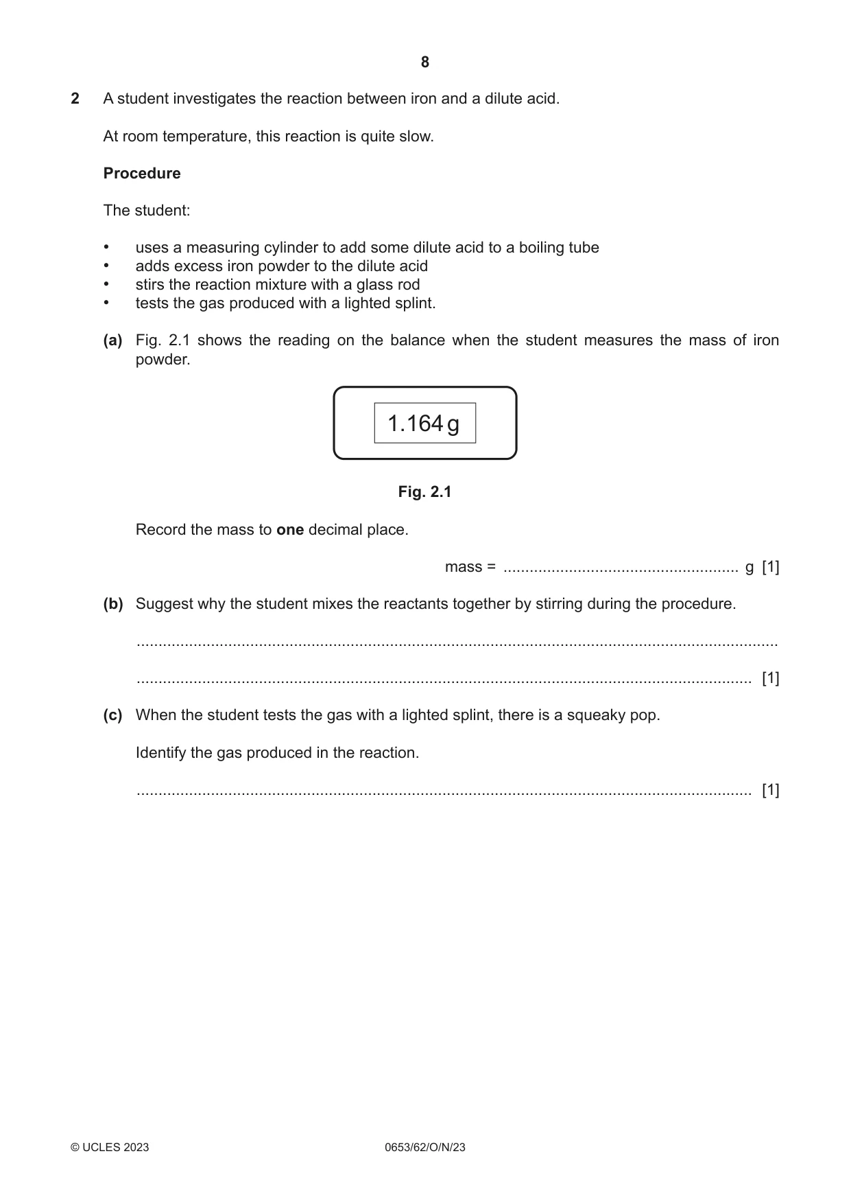 Cambridge IGCSE Science - Combined 0653 2023 Oct/Nov Paper 6 · Variant 2 question paper, page 8 of 20